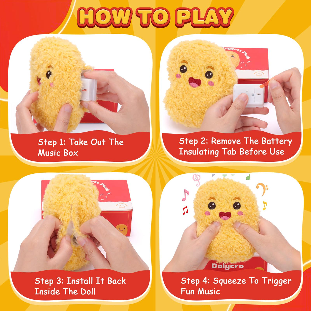 Dalycro Positive Nuggets Plush with Sound – Cute Chicken Plush Toy for Teens & Women