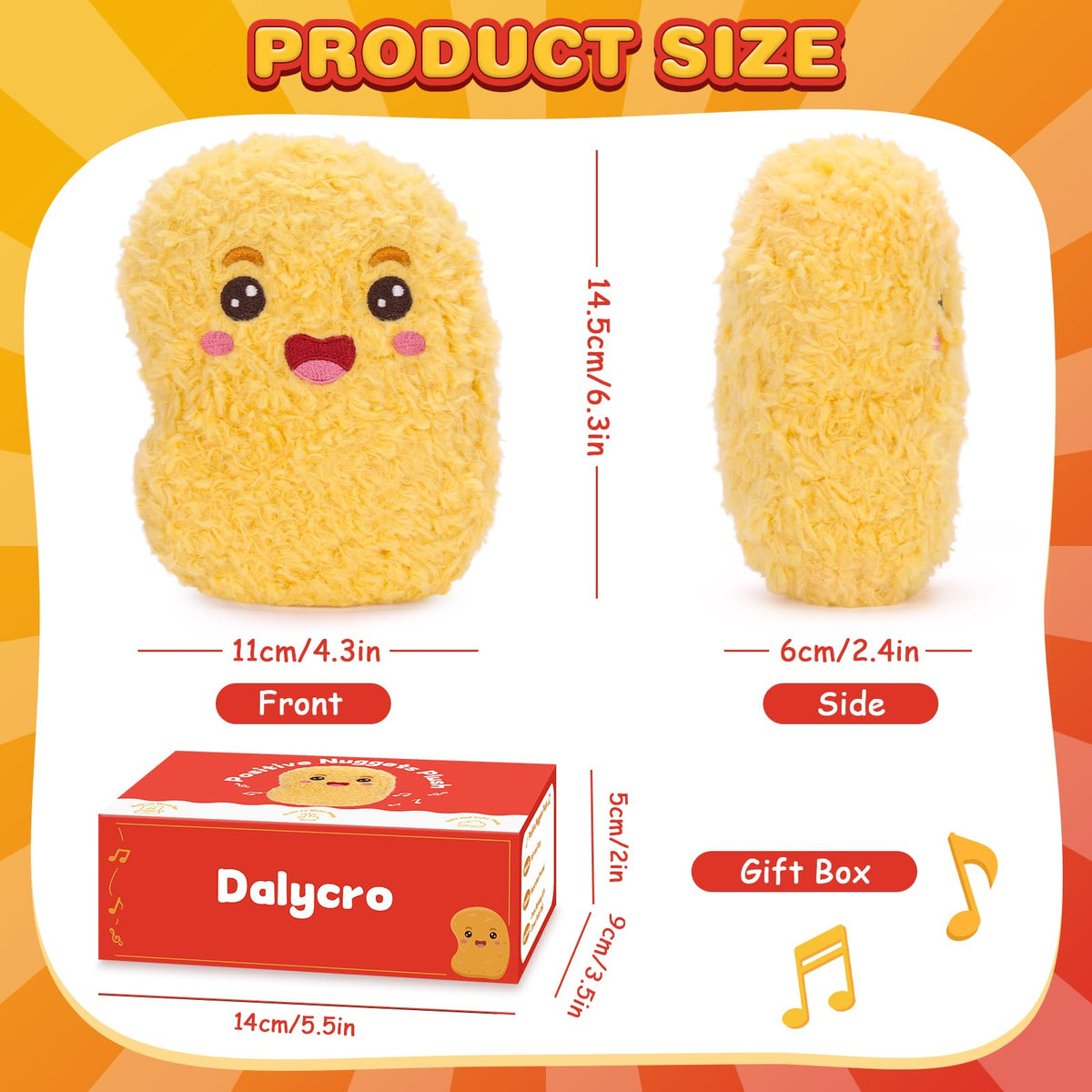 Dalycro Positive Nuggets Plush with Sound – Cute Chicken Plush Toy for Teens & Women
