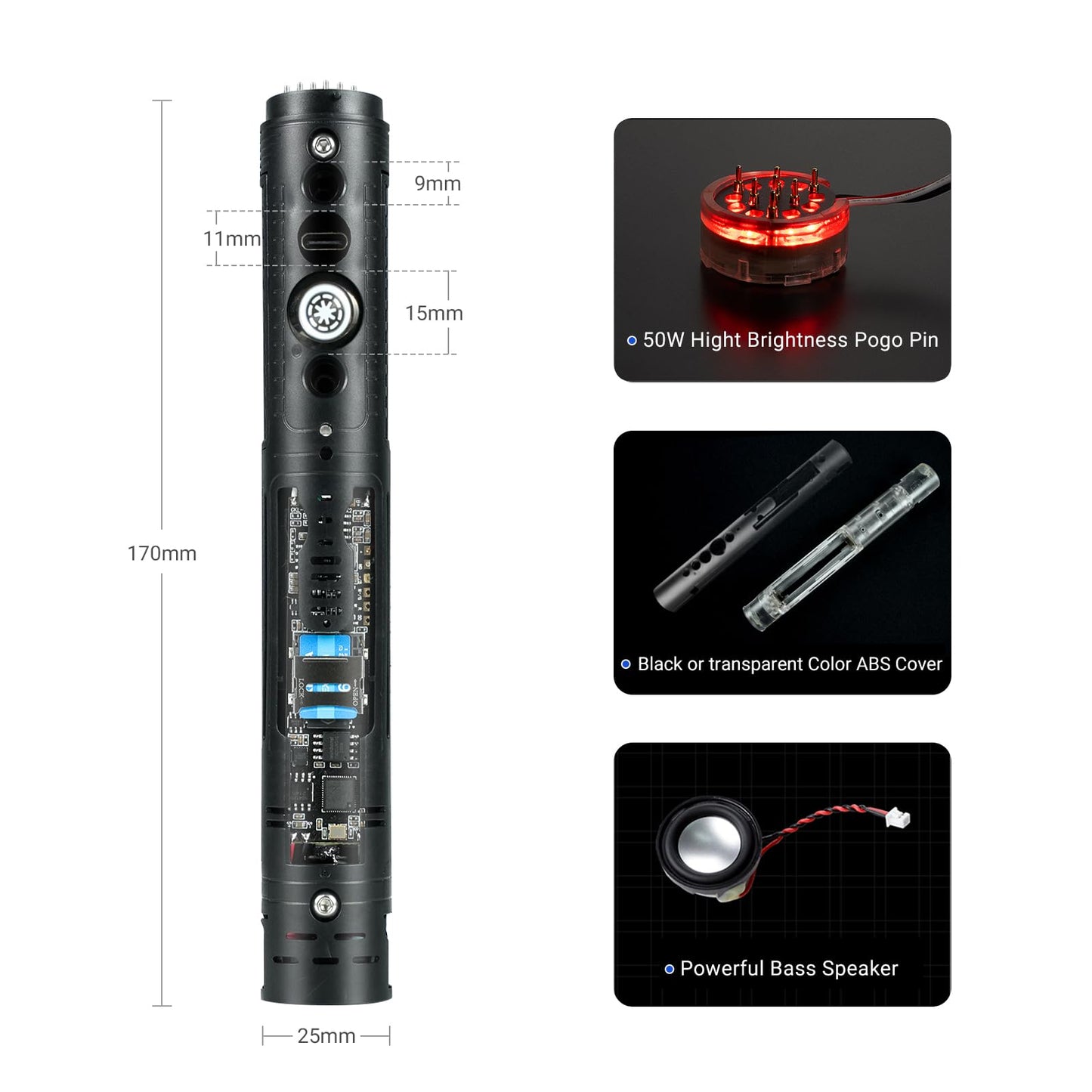 DAMIENSABER Xenopixel 3.0 Inner Core Kit – 34 Sounds, 12 Blade Modes, Infinite Color, DIY Light Saber