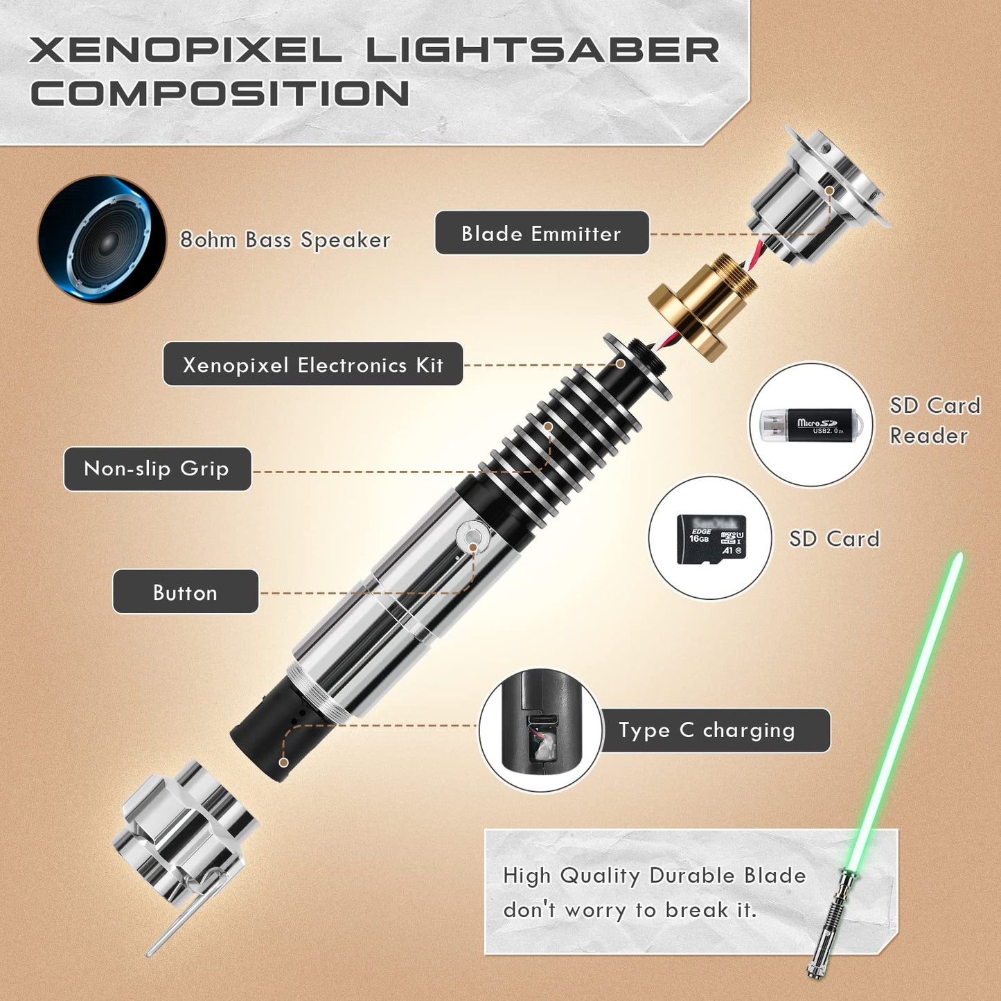 DAMIENSABER Upgrade Xenopixel 3.0 Motion Control Light Saber | 34 Sound Fonts, Infinite Color