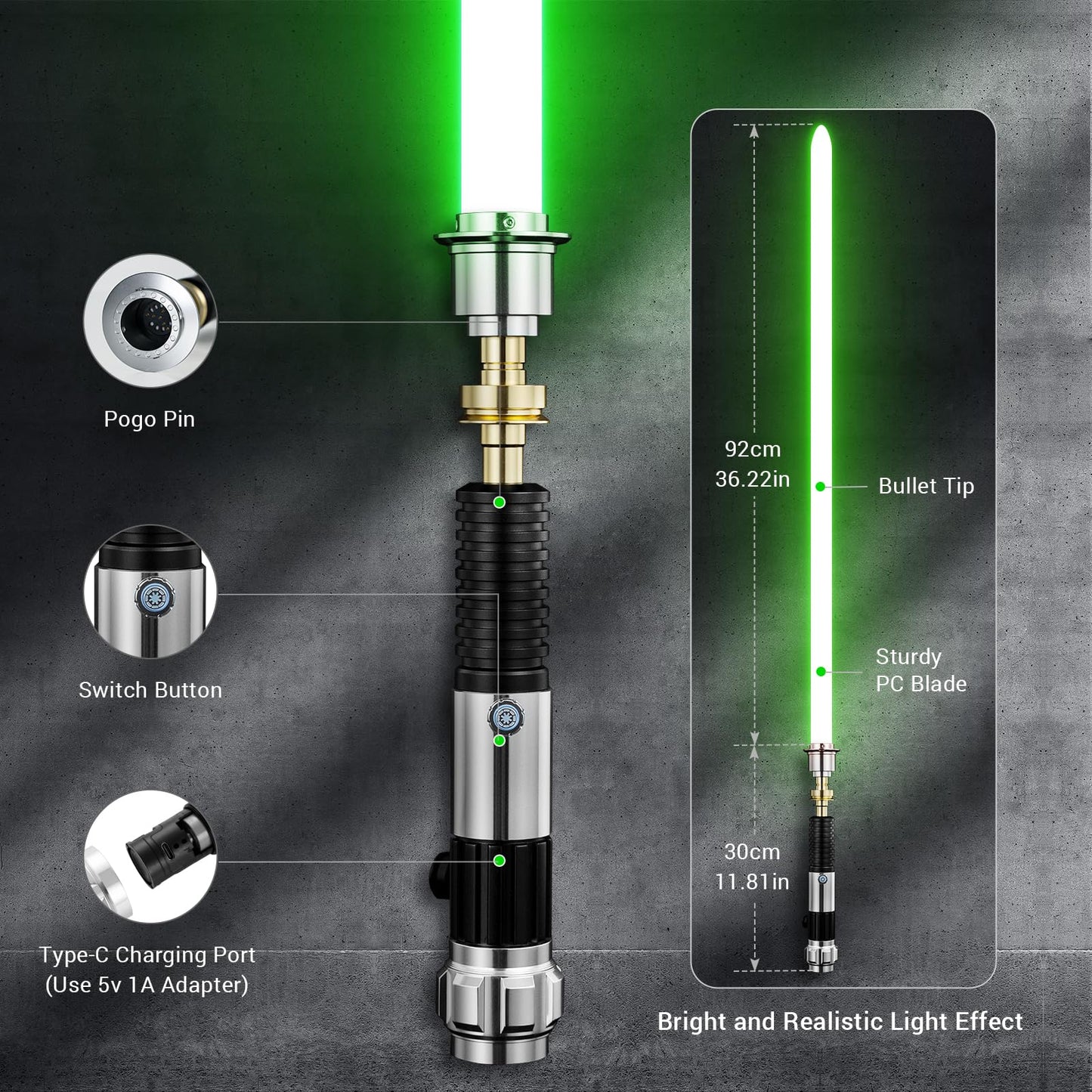 DAMIENSABER Upgrade Xenopixel 3.0 Light Saber – Motion Control, 34 Sound Fonts, Infinite RGB, Metal Hilt
