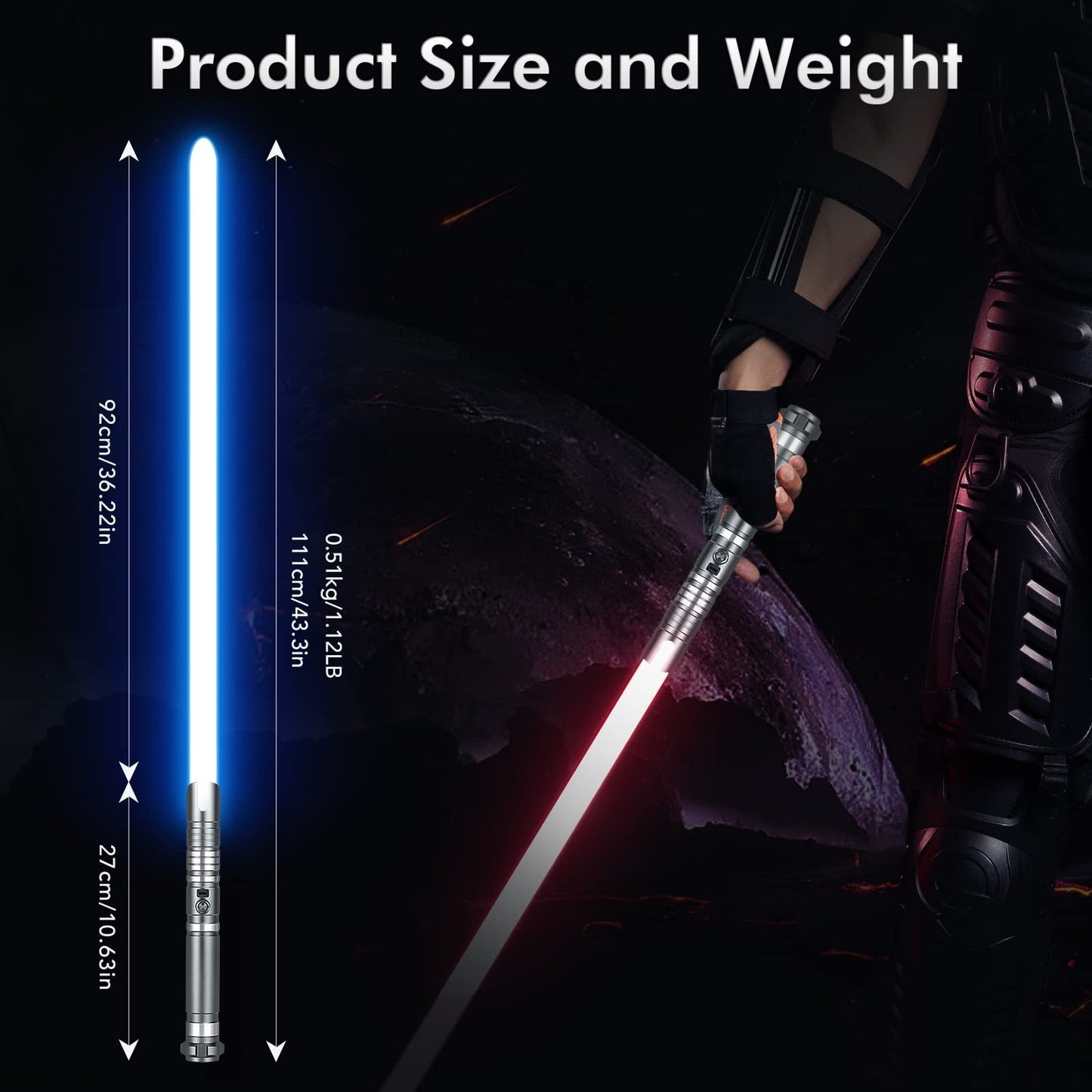 DAMIENSABER Upgrade RGB3.0 Smooth Swing Light Saber – Motion Control, 16 Sound Fonts, Infinite Color, Rechargeable
