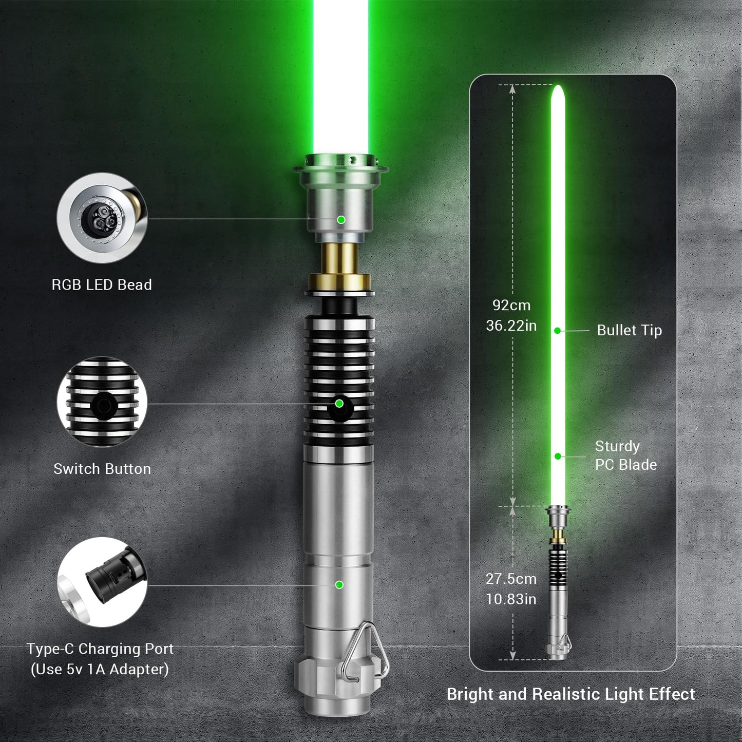 DAMIENSABER RGB V3 Smooth Swing Light Saber | Motion Control Dueling, 16 Sound Fonts, Infinite Color