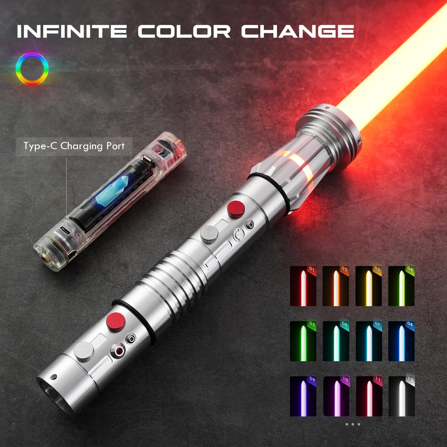 DAMIENSABER RGB30 Double-Blade Light Saber – Motion Control & 16 Sounds