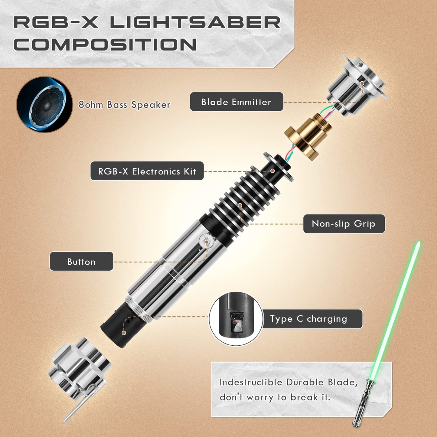 DAMIENSABER RGB3.0 Upgrade – Smooth Swing Light Saber, 16 Fonts, Infinite Color