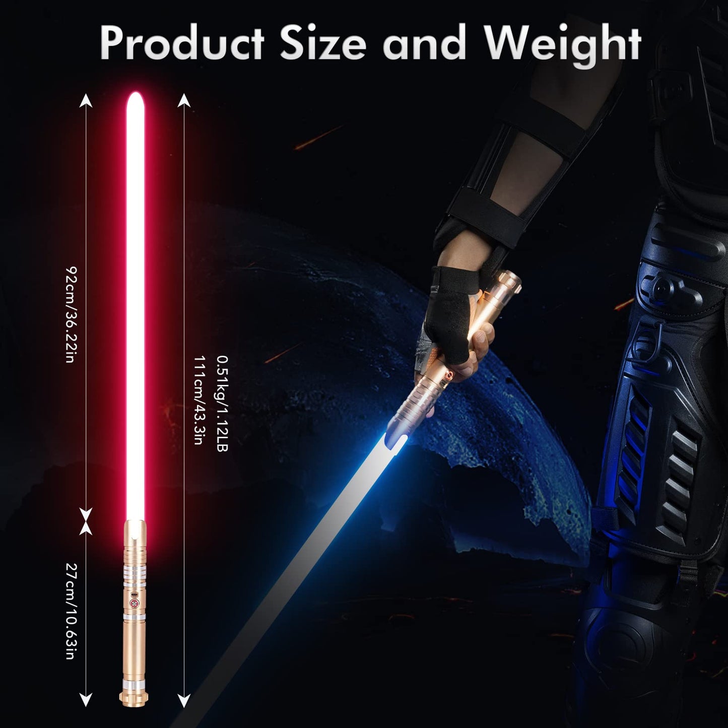 DAMIENSABER Upgrade RGB3.0 Smooth Swing Light Saber – Motion Control, 16 Sound Fonts, Infinite Color
