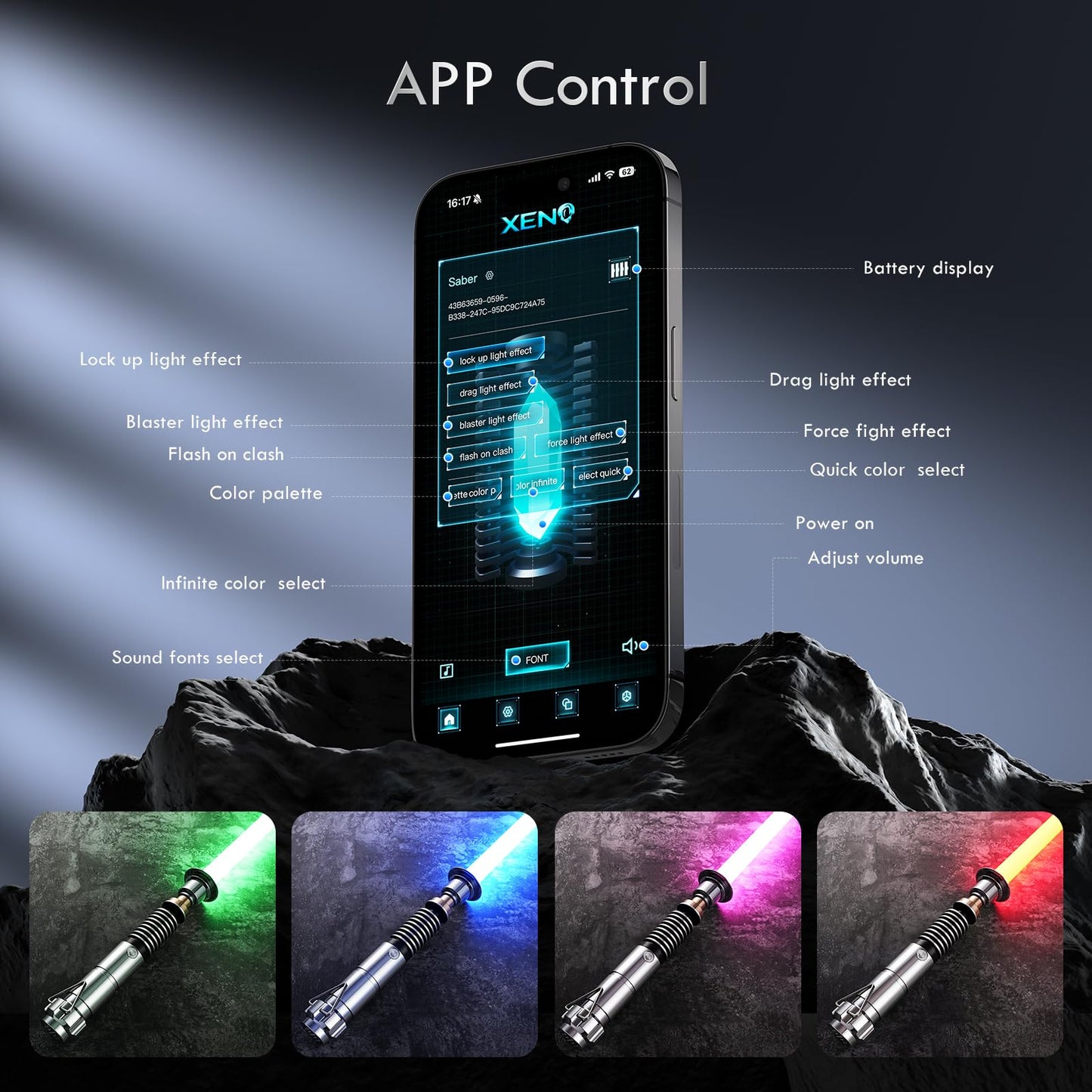 DAMIENSABER Upgrade Xenopixel 3.0 Motion Control Light Saber | 34 Sound Fonts, Infinite Color
