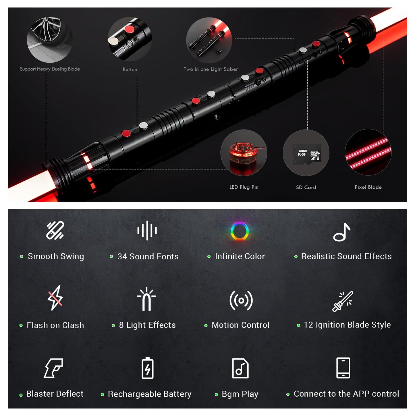 DAMIENSABER Xenopixel V3: Motion-Control Light Saber with 34 Fonts & Infinite RGB