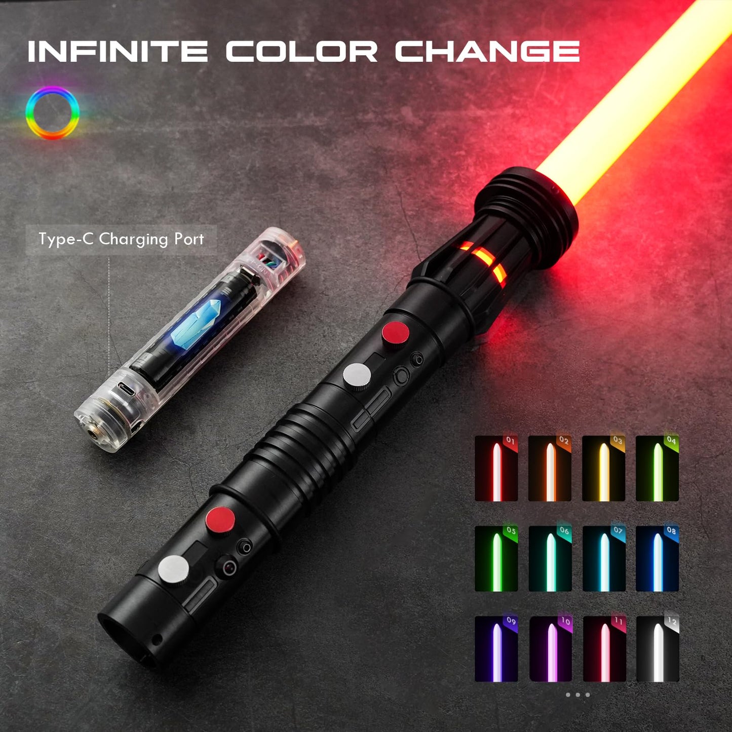 DAMIENSABER Xenopixel V3: Motion-Control Light Saber with 34 Fonts & Infinite RGB