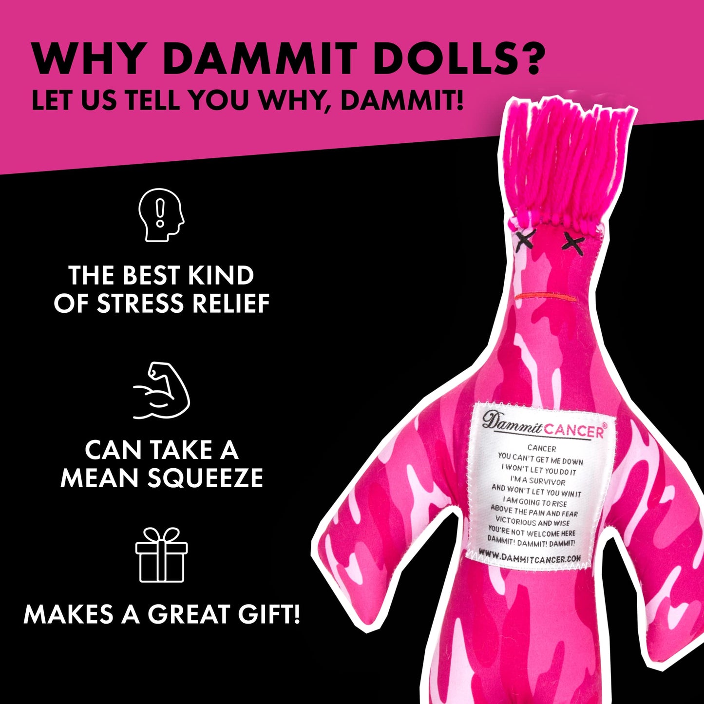 Dammit Doll - Limited Edition Cancer Doll for Stress Relief & Gag Gifts | Dammit Doll