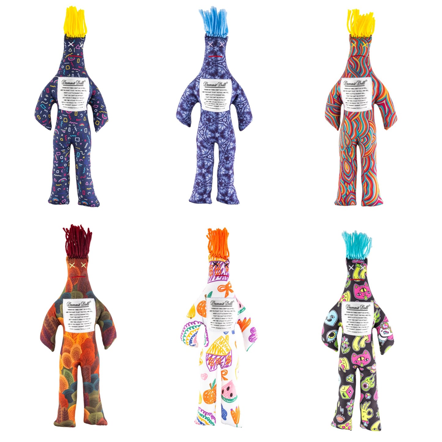 Dammit Doll – Funny Stress Relief Gag Gift, 6 Count, Random Color Dolls for Adults | White Elephant & Office Pranks