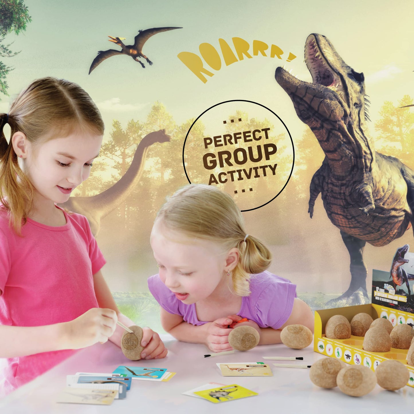 Dan&Darci Dig a Dozen Dino Egg Kit for Kids – 12 Eggs & Surprise Dinosaurs – STEM Dino Dig Activity