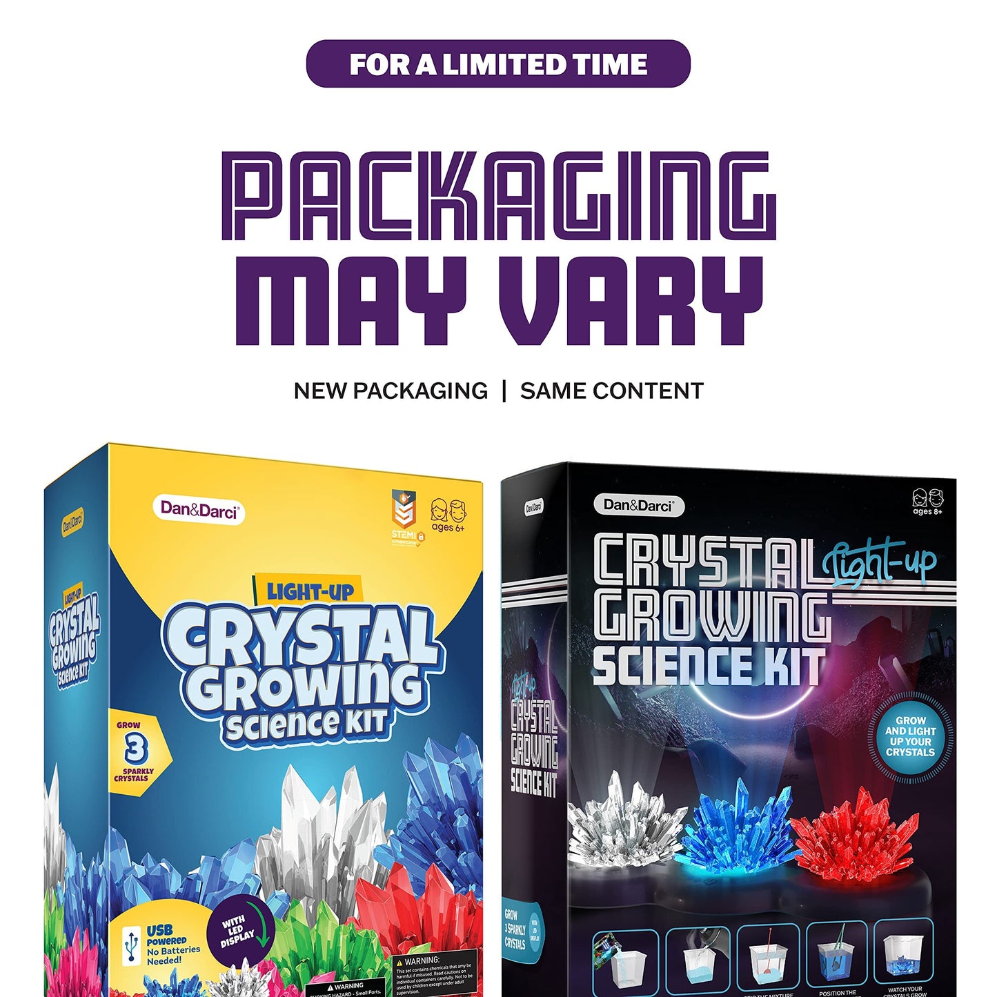 Dan&Darci Crystal Growing Kit for Kids | STEM Science Experiments for Ages 6-12 with Glow Display