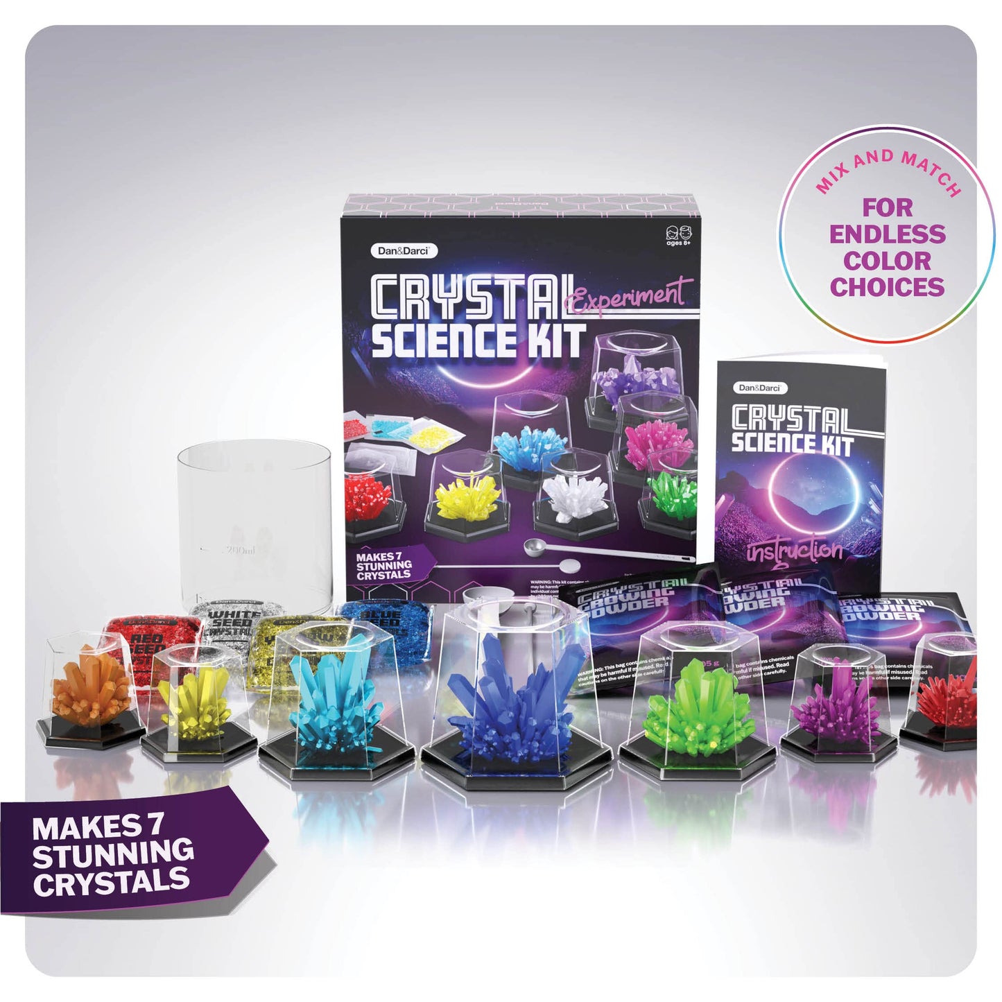Dan&Darci Crystal Growing Kit for Kids | STEM Science Experiments for Ages 8-14