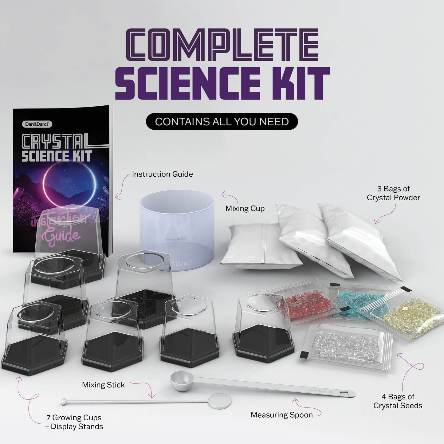 Dan&Darci Crystal Growing Kit for Kids | STEM Science Experiments for Ages 8-14