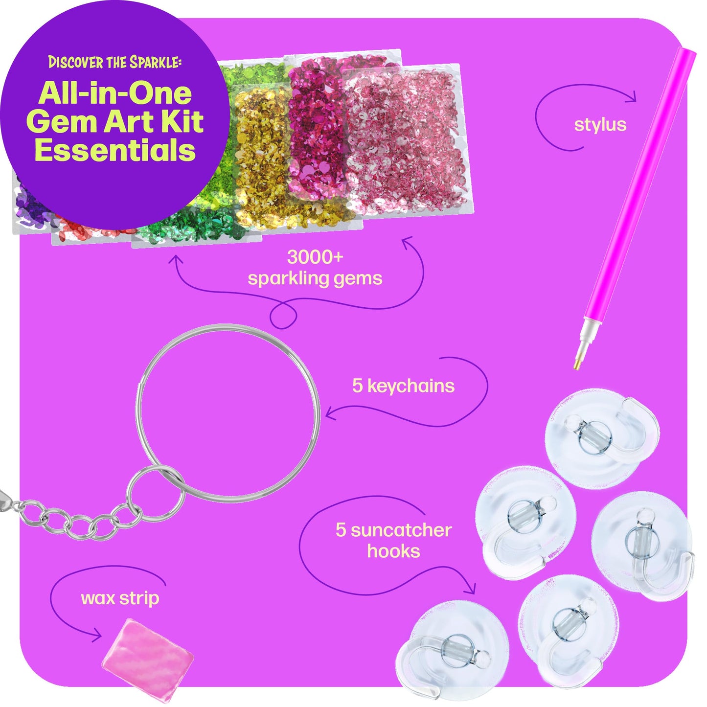 Dan&Darci Diamond Art Kit for Kids - Sparkling Gem Painting Crafts for Ages 6-12