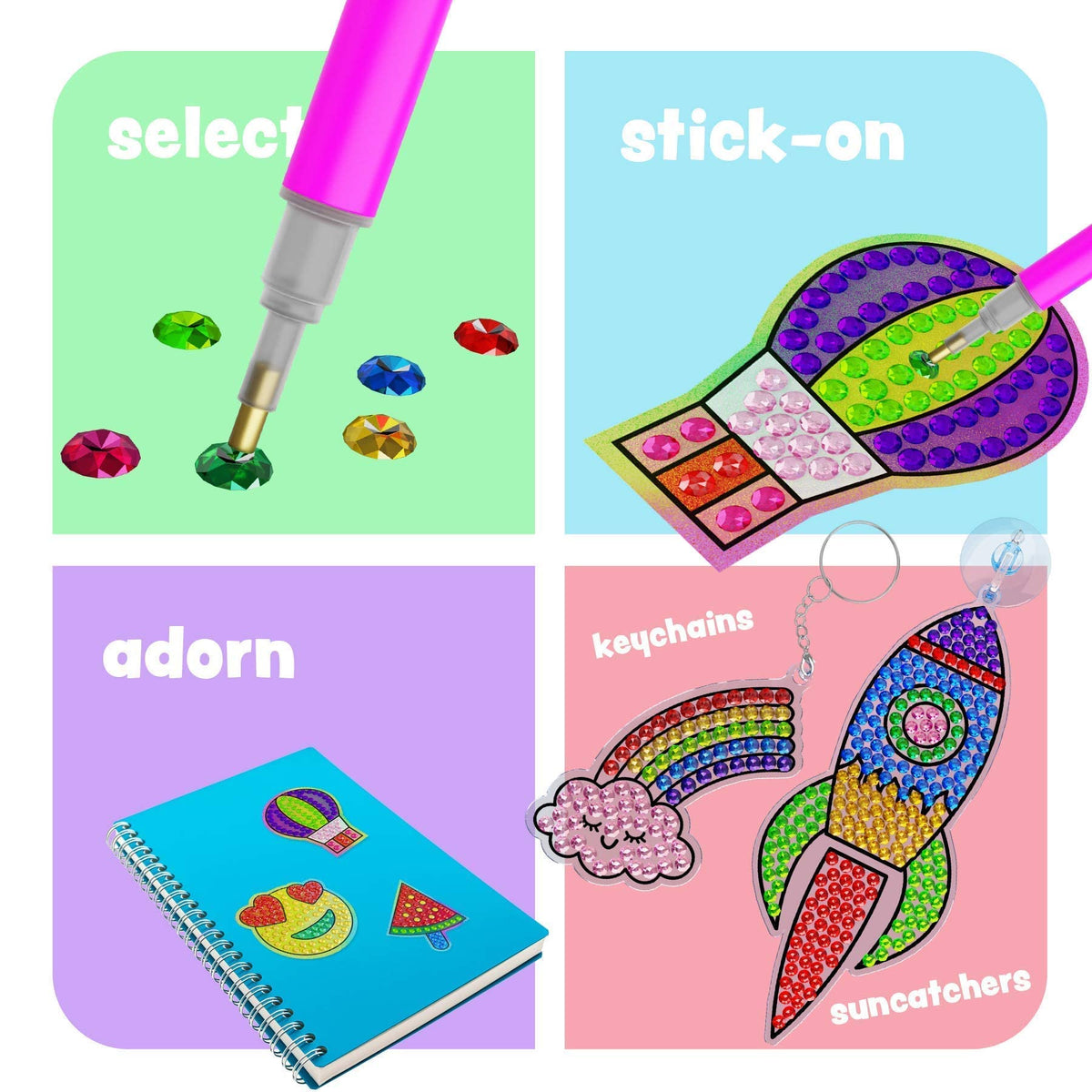 Dan&Darci Diamond Art Kit for Kids - Sparkling Gem Painting Crafts for Ages 6-12