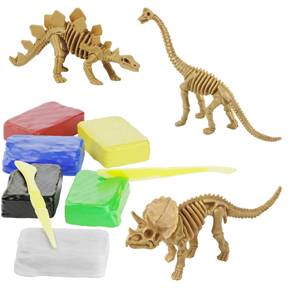 Dan&Darci Dino Models Kit - Build 4 Dinosaurs with Air-Dry Clay | STEM Crafts for Kids