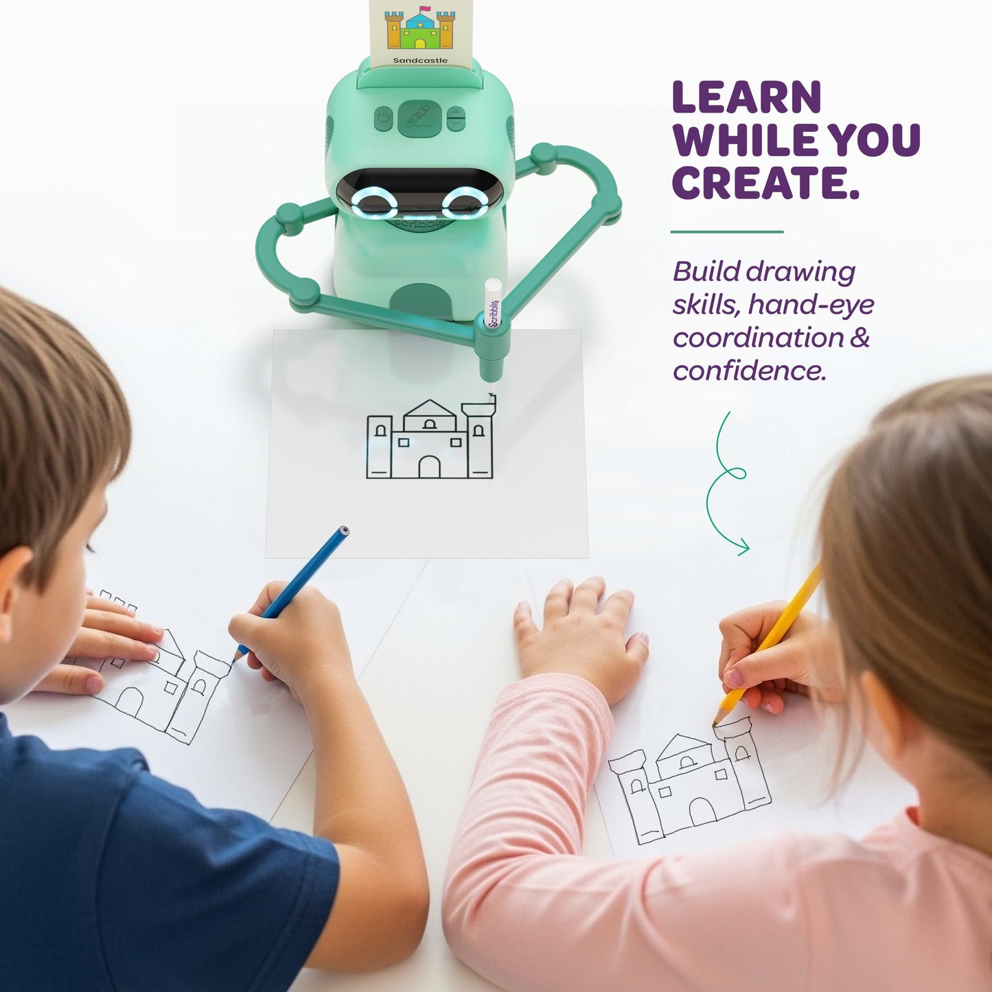 Dan&Darci Scribbly Drawing Robot for Kids – Interactive, Screen-Free Art Toy