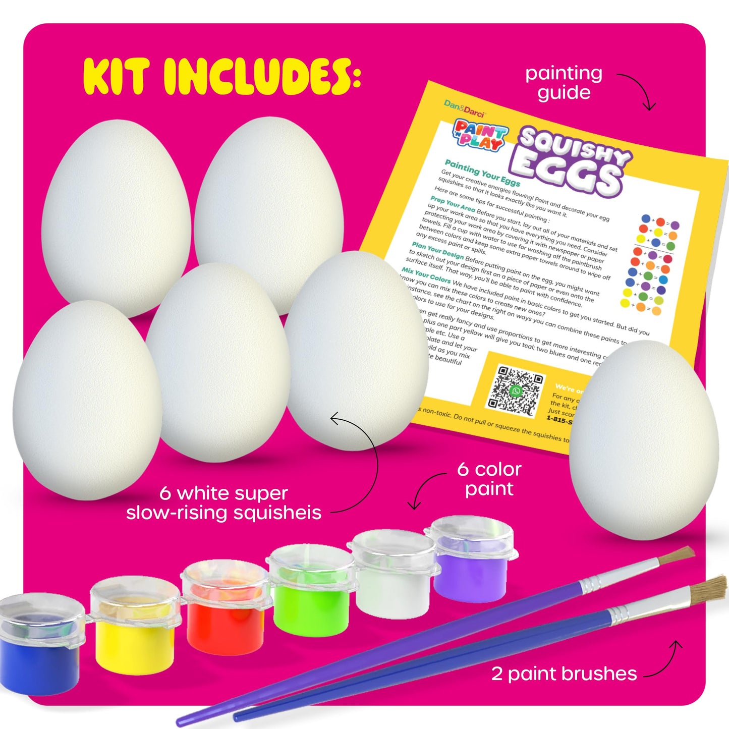 Dan&Darci Easter Egg Squishy Painting Kit — 6 Slow Rising Eggs for Kids 6–10