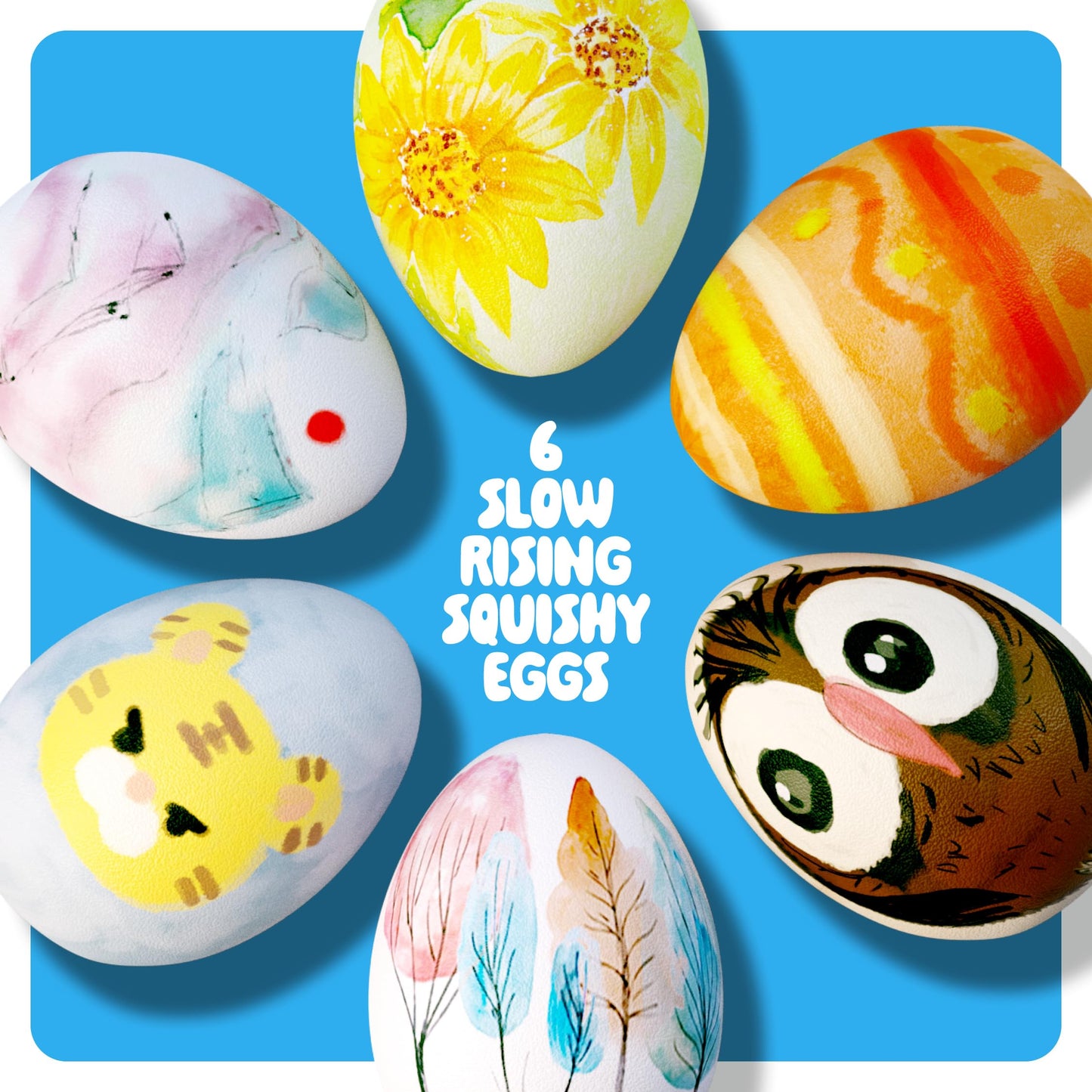 Dan&Darci Easter Egg Squishy Painting Kit — 6 Slow Rising Eggs for Kids 6–10