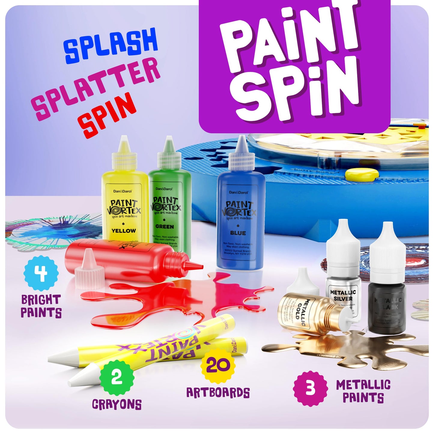 Dan&Darci Paint Spin Art Machine Kit for Kids — Creative Spin Art Set (Ages 6-12)