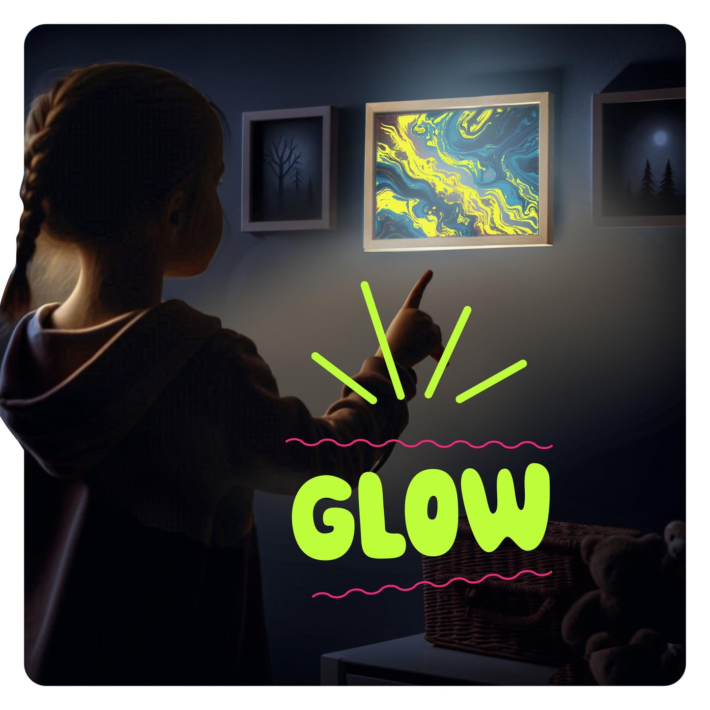 Dan&Darci Glow in The Dark Marble Paint Kit for Kids – Water Marbling Art Set for Ages 6–12