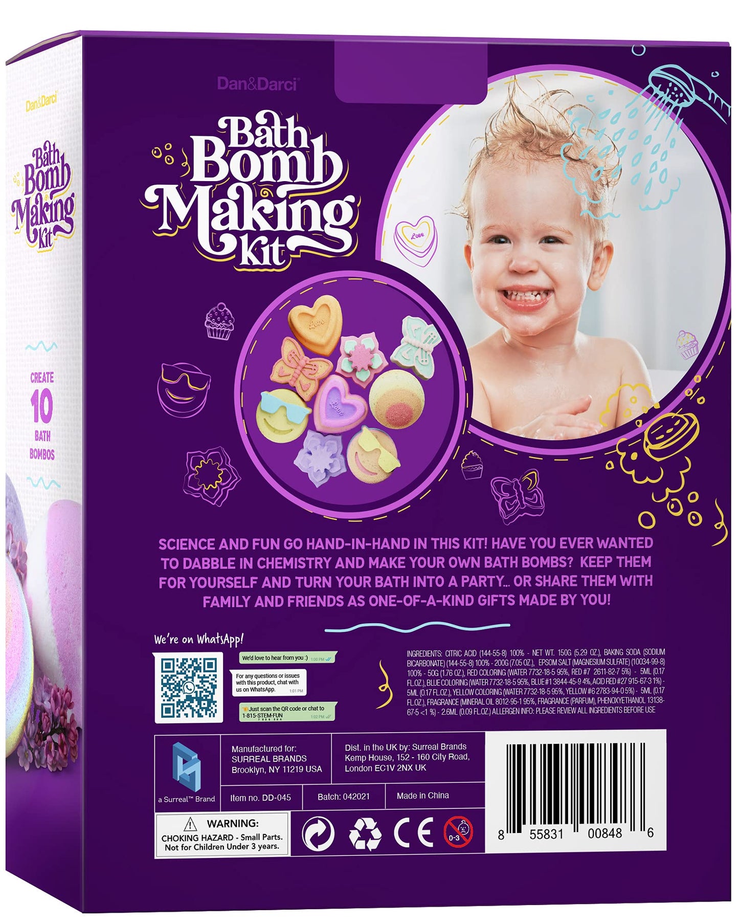 Dan&Darci Bath Bomb Making Kit for Kids – 10 Fizzy Bombs, STEM Craft Gift for Ages 6–12