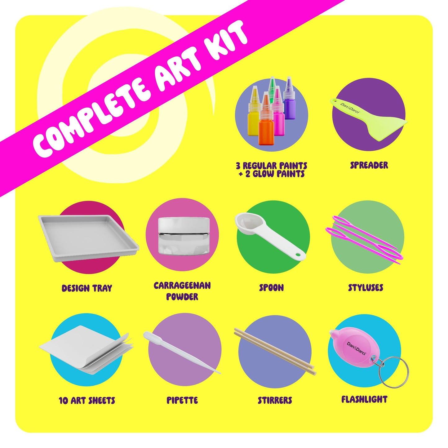 Dan&Darci Glow in The Dark Marble Paint Kit for Kids – Water Marbling Art Set for Ages 6–12