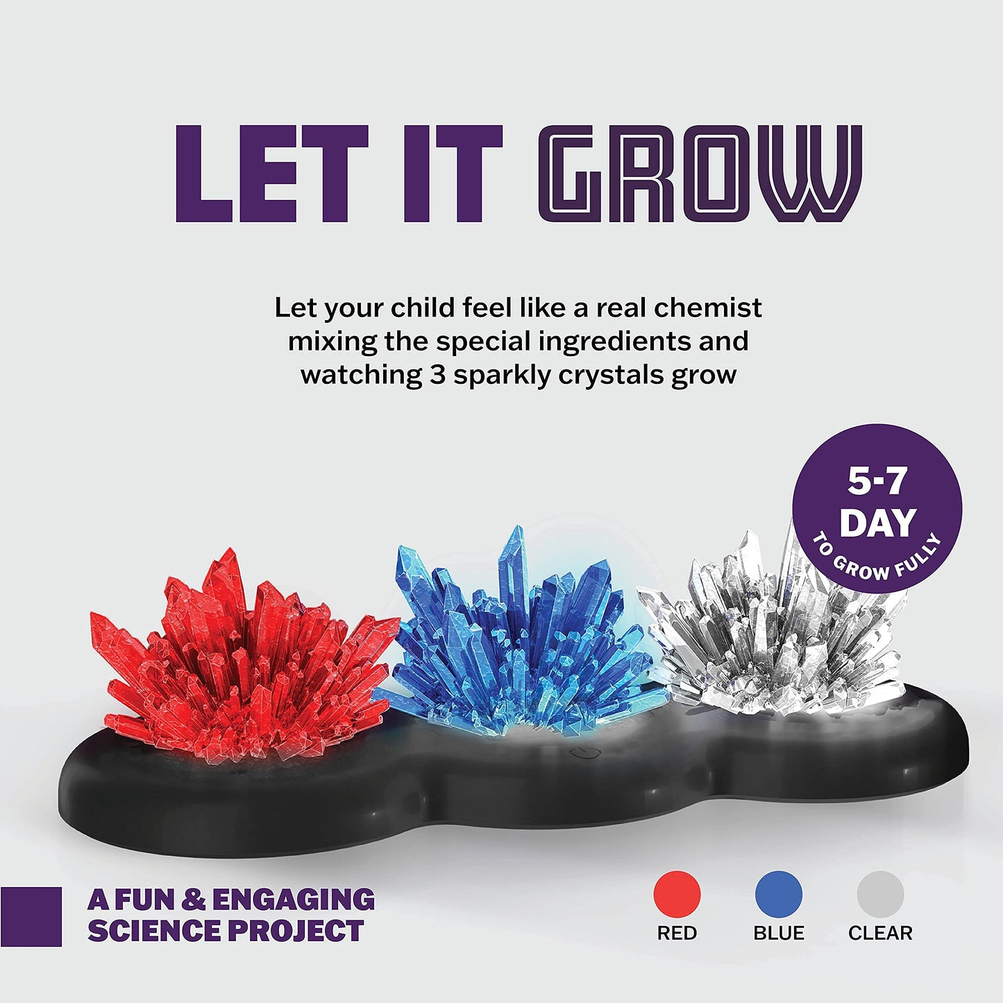 Dan&Darci Crystal Growing Kit for Kids | STEM Science Experiments for Ages 6-12 with Glow Display