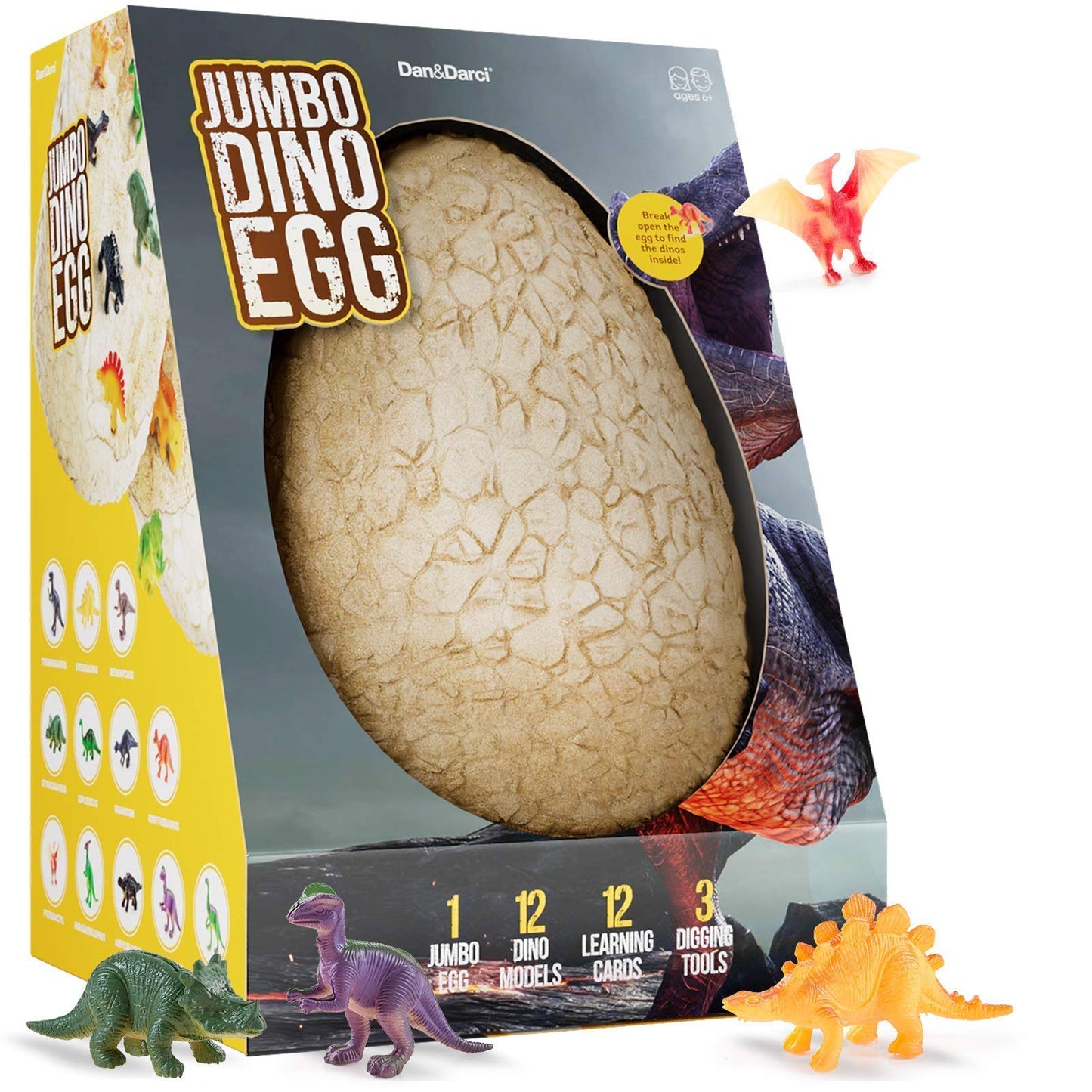 Dan & Darci Jumbo Dino Egg – 12 Unique Dinosaurs Inside Giant Excavation Kit