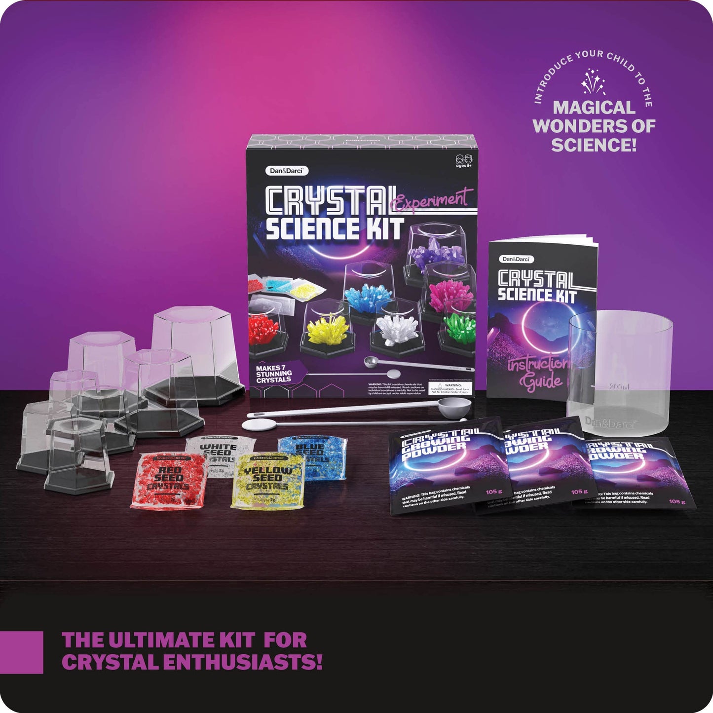 Dan&Darci Crystal Growing Kit for Kids | STEM Science Experiments for Ages 8-14