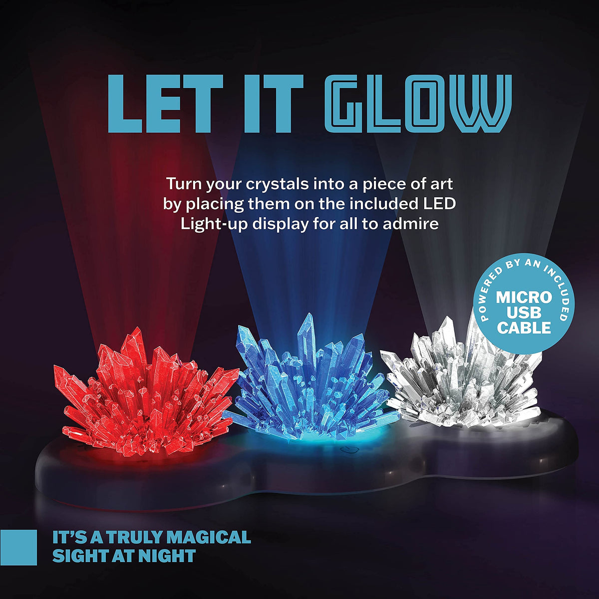 Dan&Darci Crystal Growing Kit for Kids | STEM Science Experiments for Ages 6-12 with Glow Display