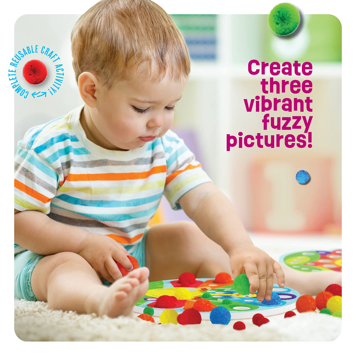 Dan & Darci Pom Pom Arts & Crafts Kit for Toddlers – Fine Motor & Sensory Play (Ages 3–6)