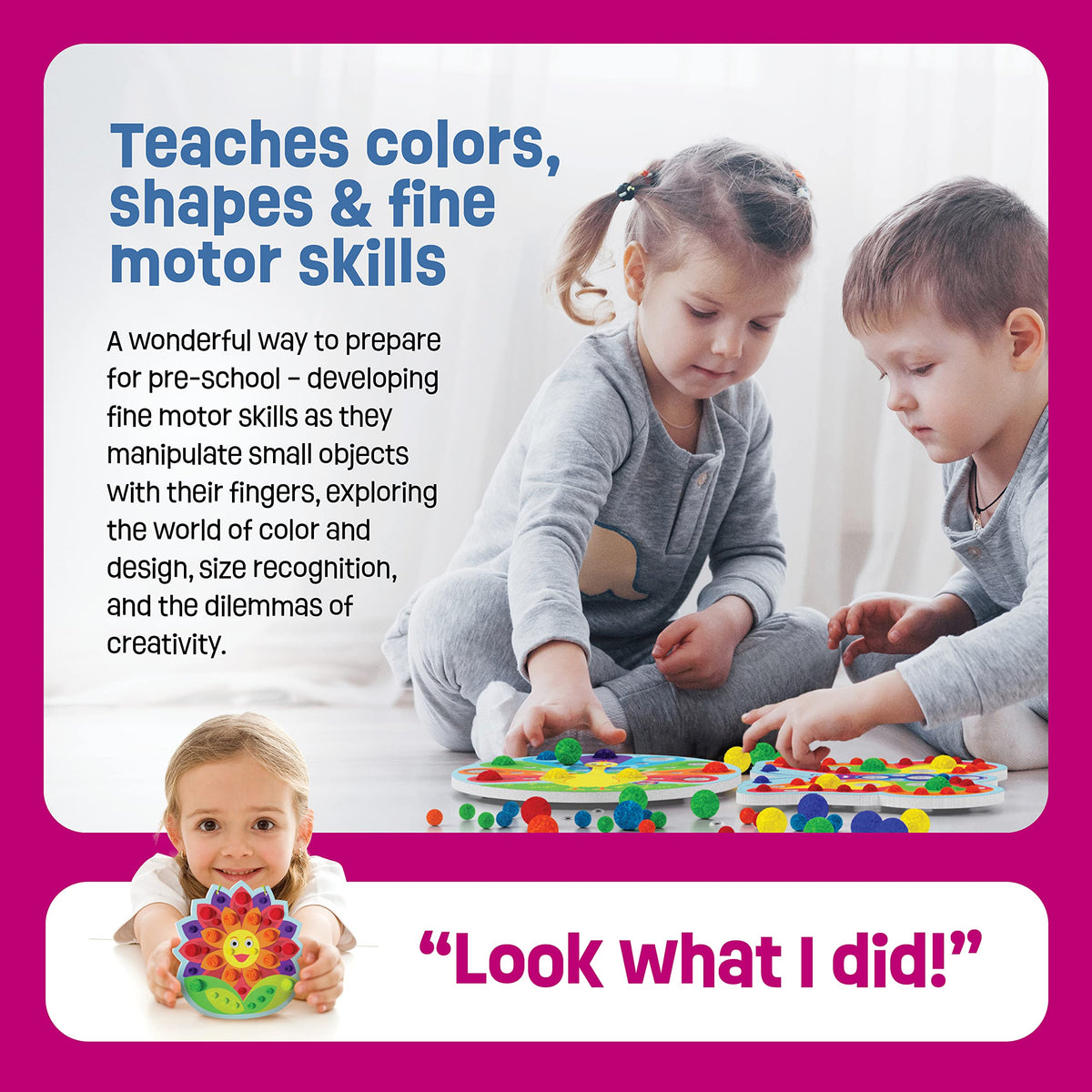 Dan & Darci Pom Pom Arts & Crafts Kit for Toddlers – Fine Motor & Sensory Play (Ages 3–6)