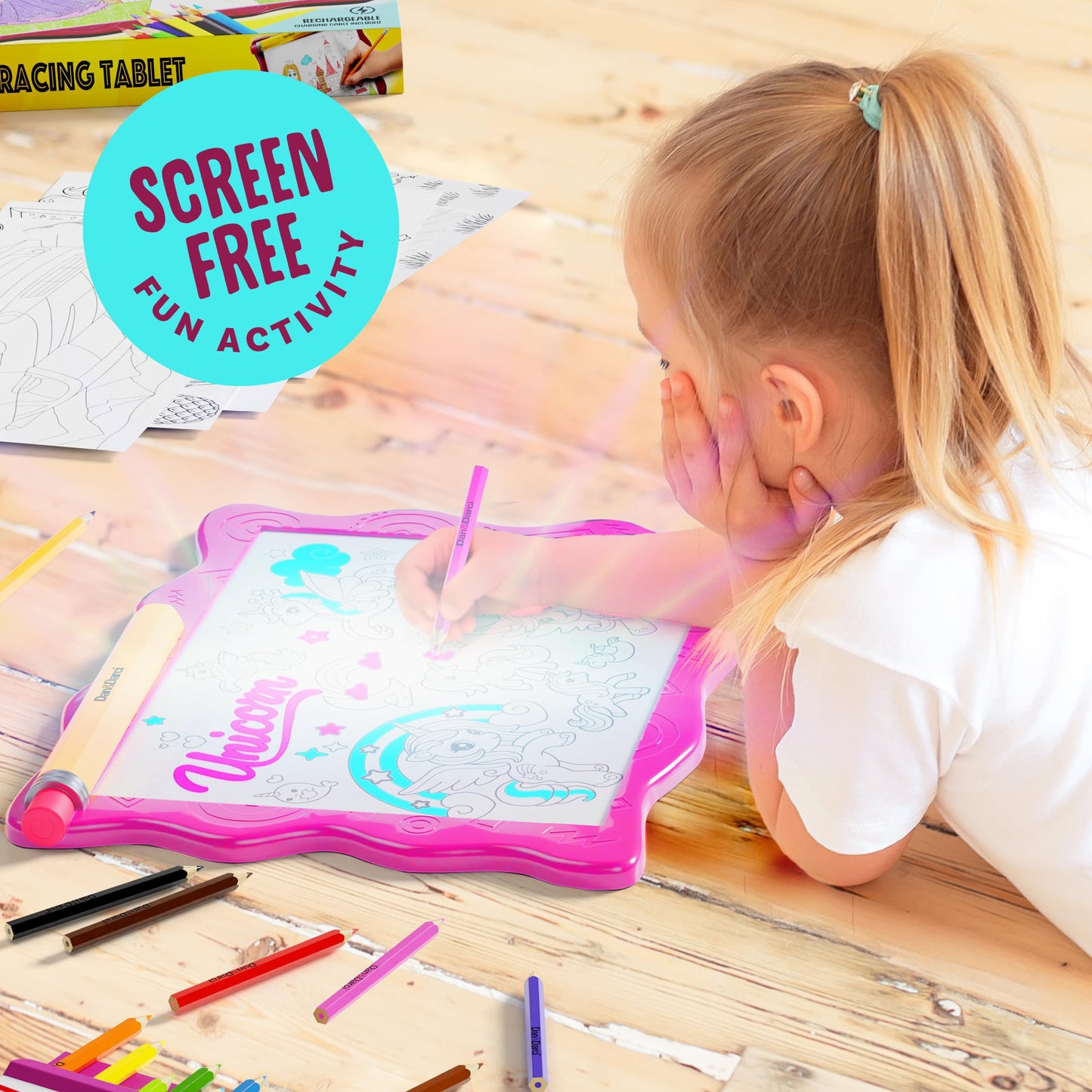 Dan&Darci Light Up Tracing Pad for Kids – Arts & Crafts Tablet, 6+ Gift