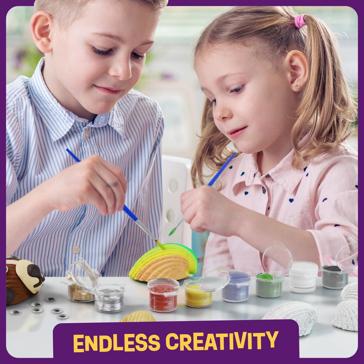 Dan&Darci Kids Sea Shell Painting Kit – Creative Seashell Crafts for Ages 6-12