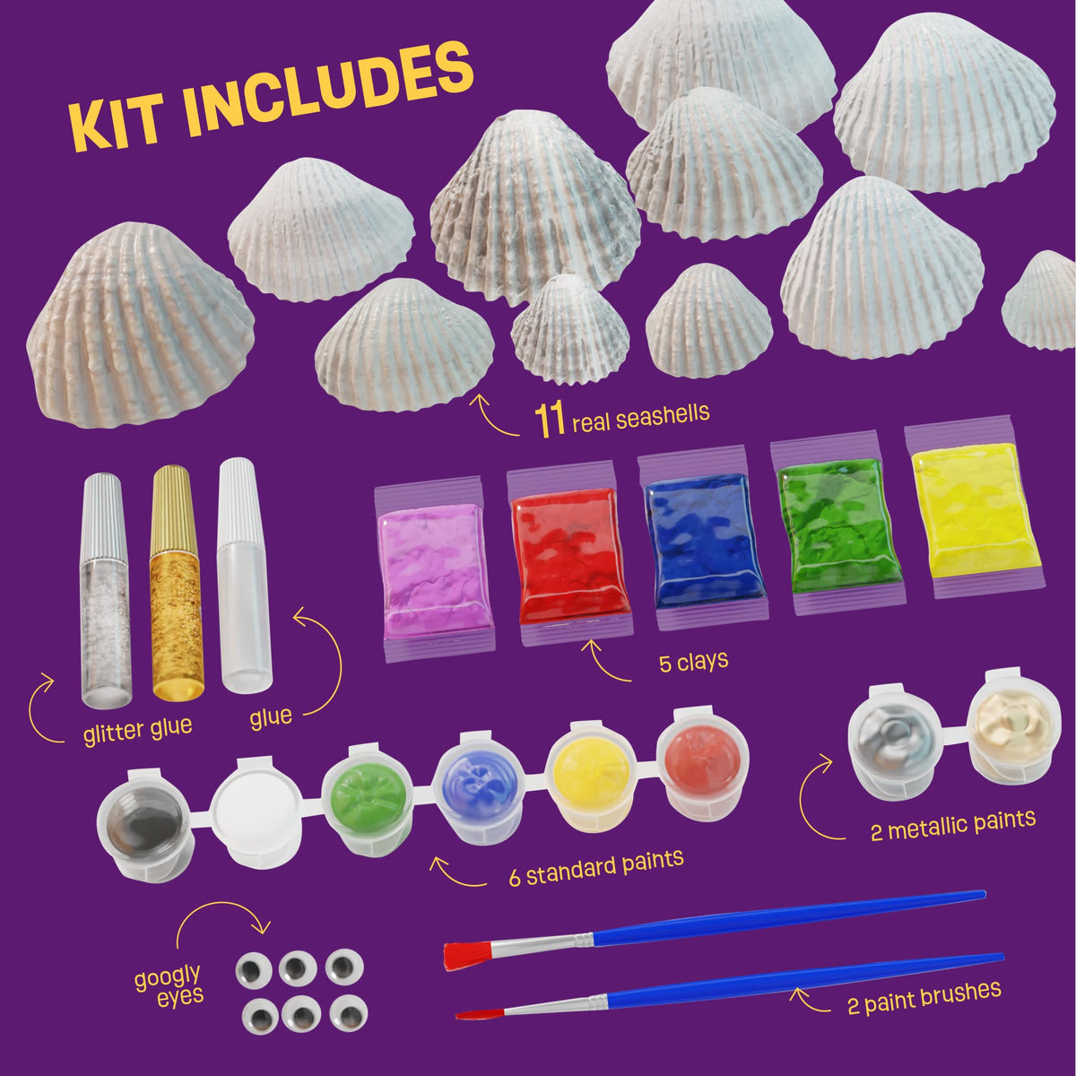 Dan&Darci Kids Sea Shell Painting Kit – Creative Seashell Crafts for Ages 6-12
