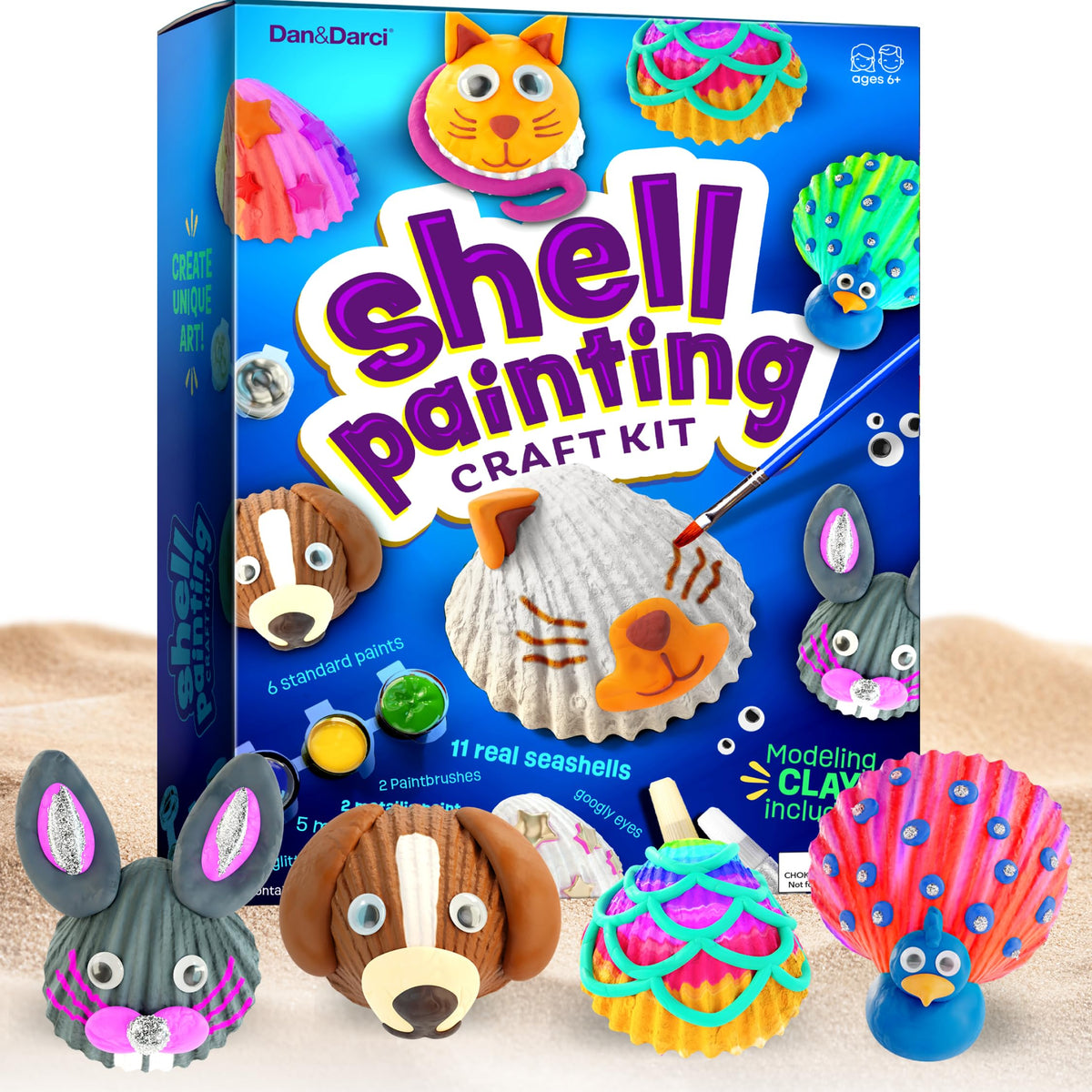 Dan&Darci Kids Sea Shell Painting Kit – Creative Seashell Crafts for Ages 6-12