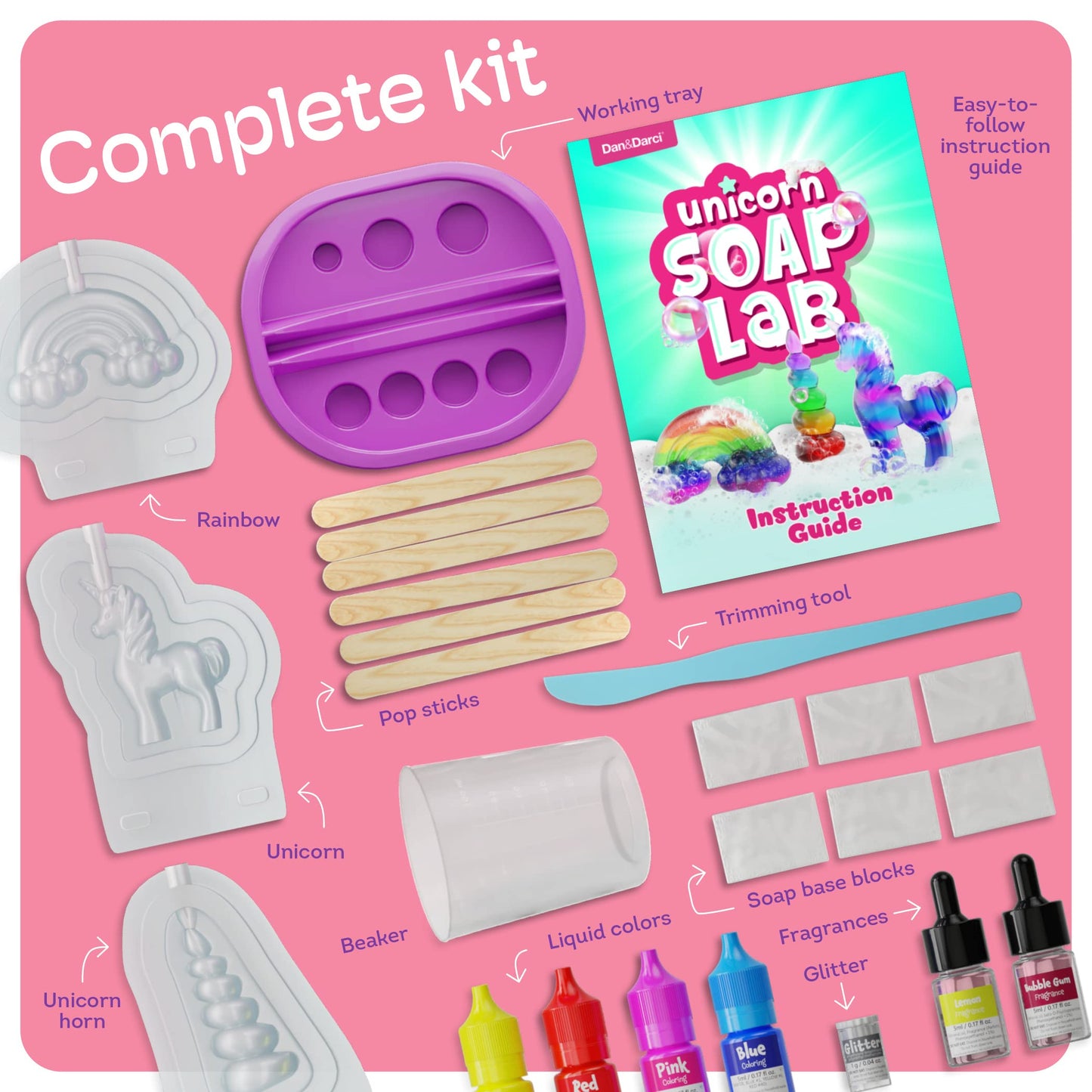 Dan&Darci Unicorn Soap Making Kit – Creative DIY Bath Crafts for Kids 6+