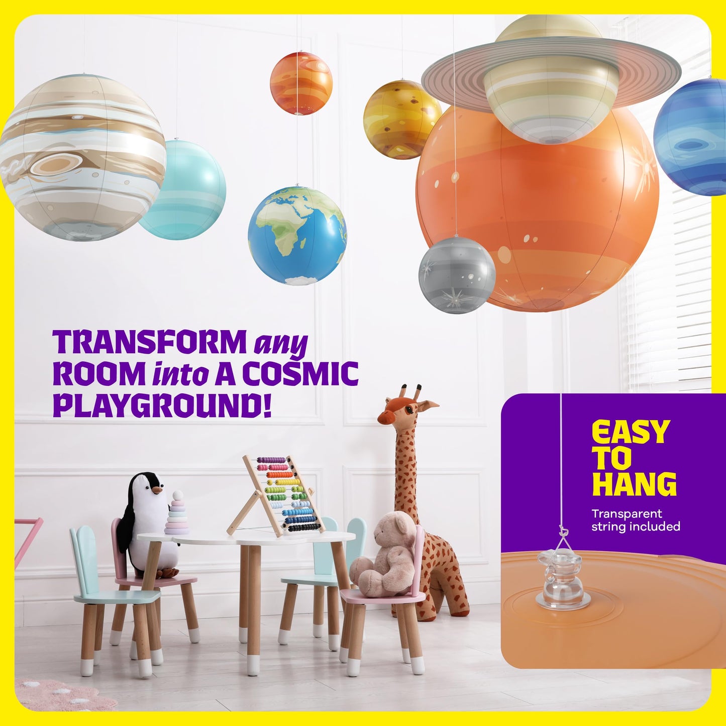 Dan&Darci Inflatable Solar System Planets – Jumbo Space Decor, Classroom & Gift
