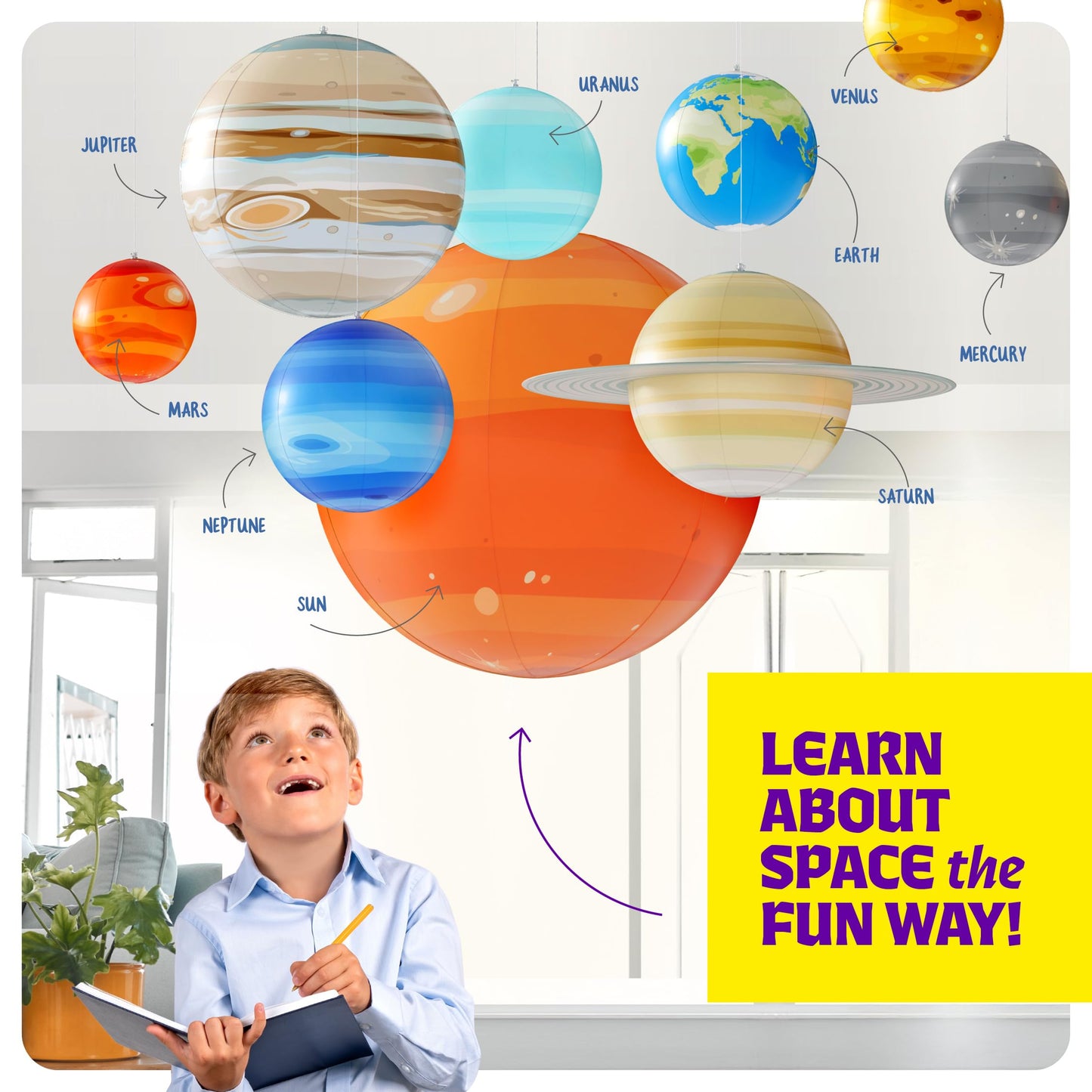Dan&Darci Inflatable Solar System Planets – Jumbo Space Decor, Classroom & Gift