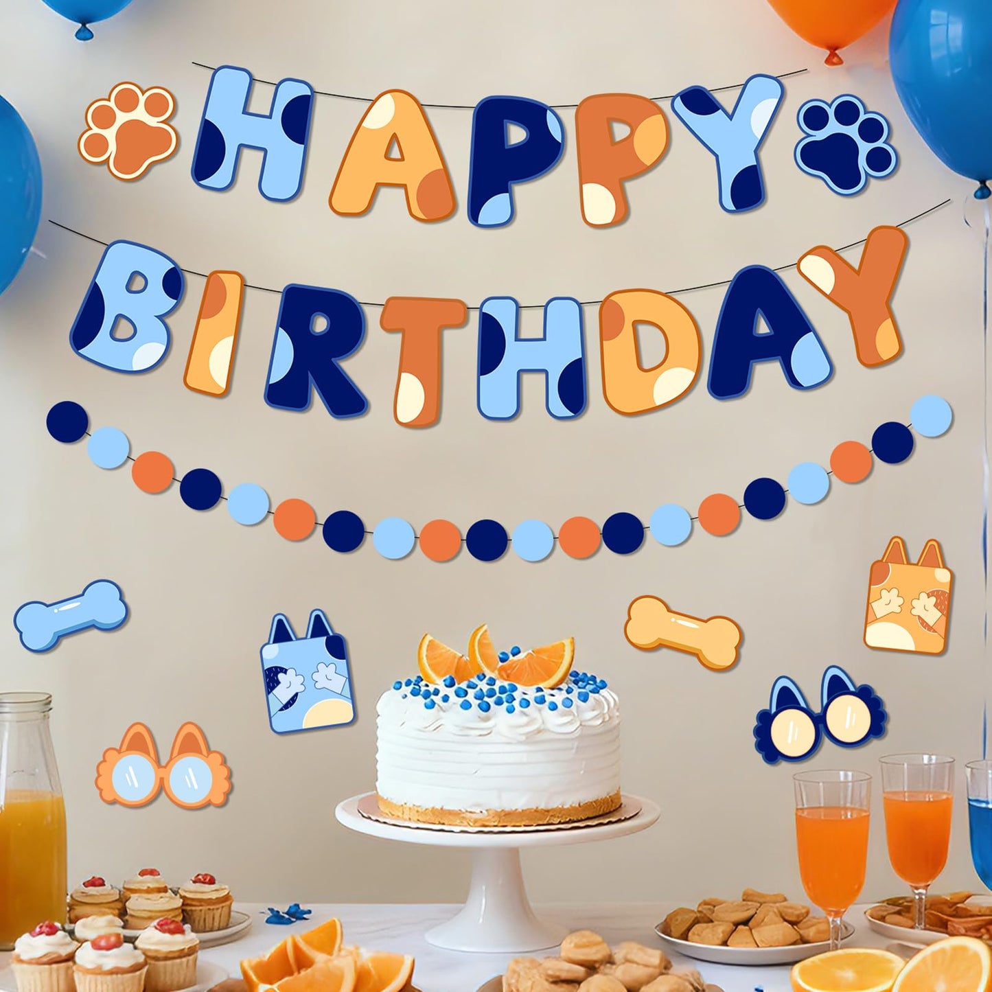Danadia Pre-Strung Happy Birthday Banner – Blue Dog Party Decorations