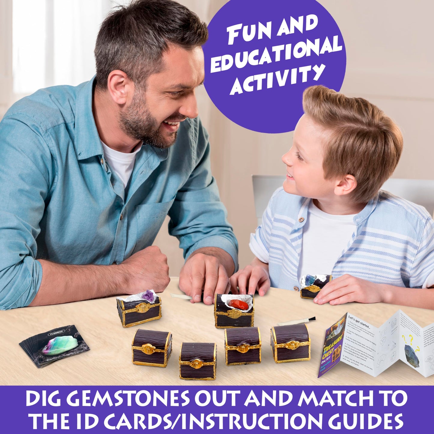 DANCING BEAR Treasure Chest Dig Kit Party Pack – 12 Gems & Crystals