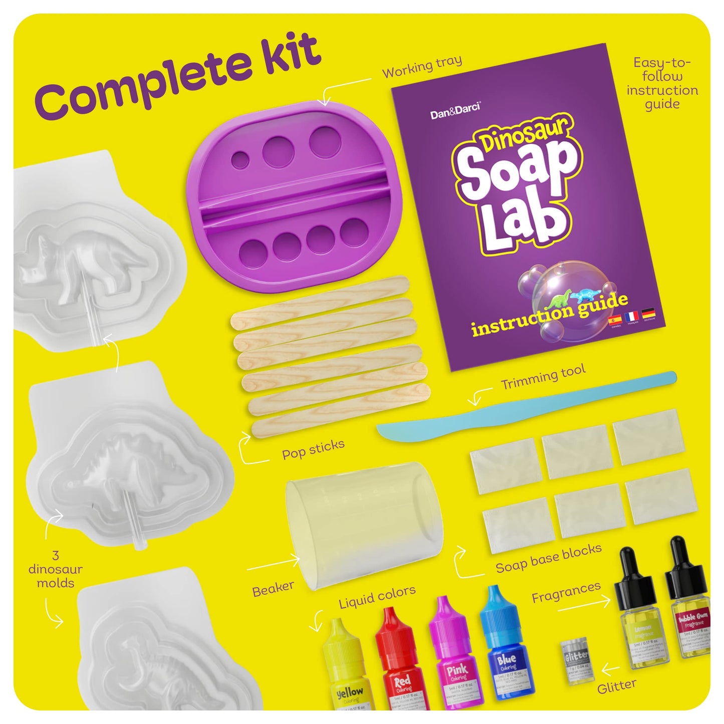 Dan&Darci Dino Soap Making Kit for Kids – Dinosaur Science Craft