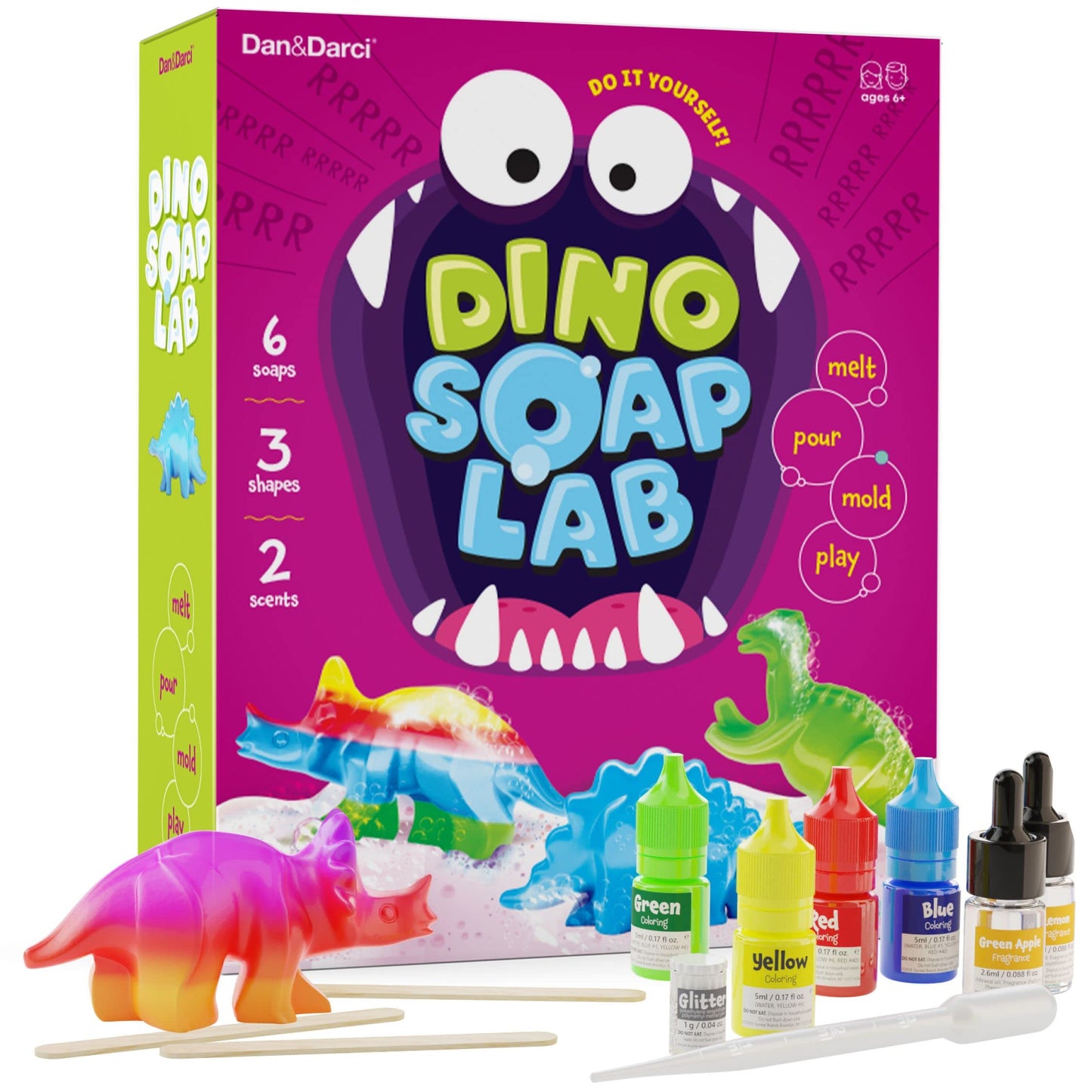Dan&Darci Dino Soap Making Kit for Kids – Dinosaur Science Craft