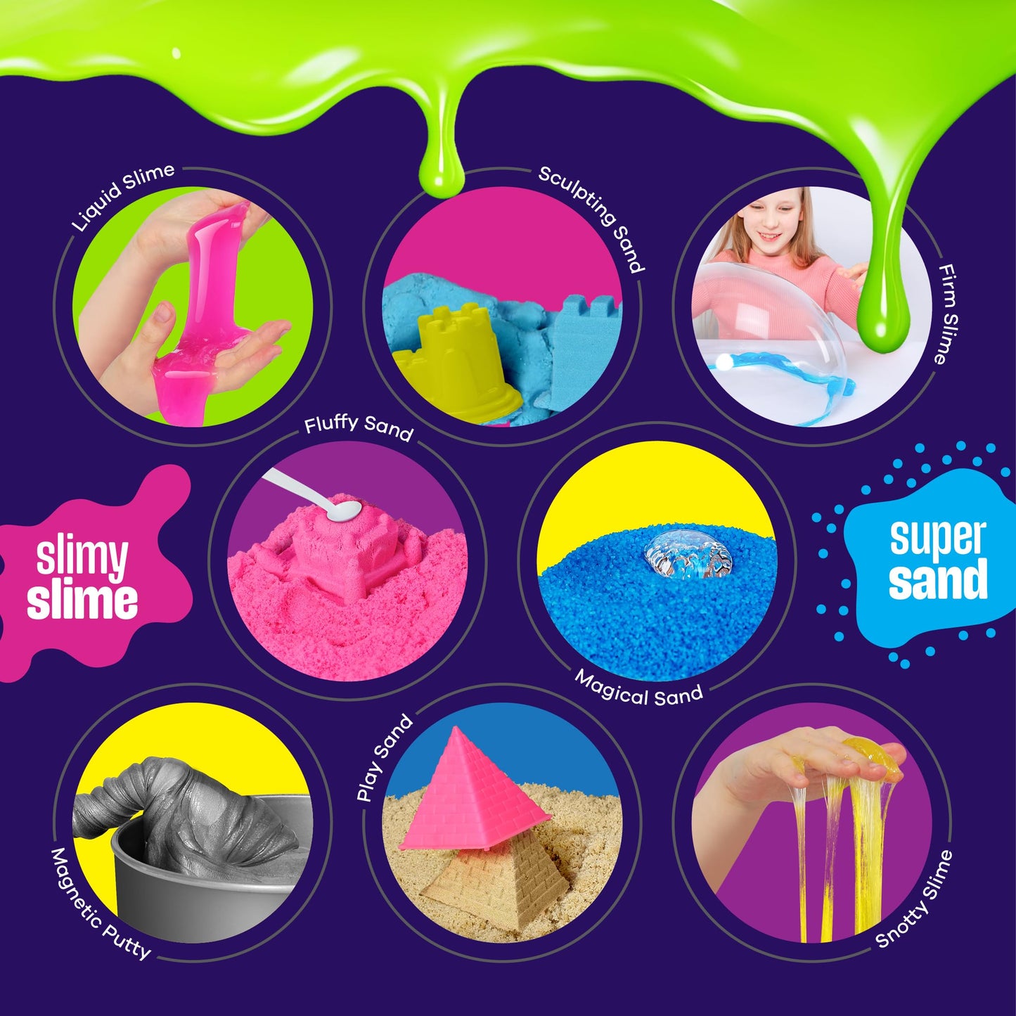 Dan&Darci Slime, Putty & Sand Sensory Science Kit for Kids 8–12