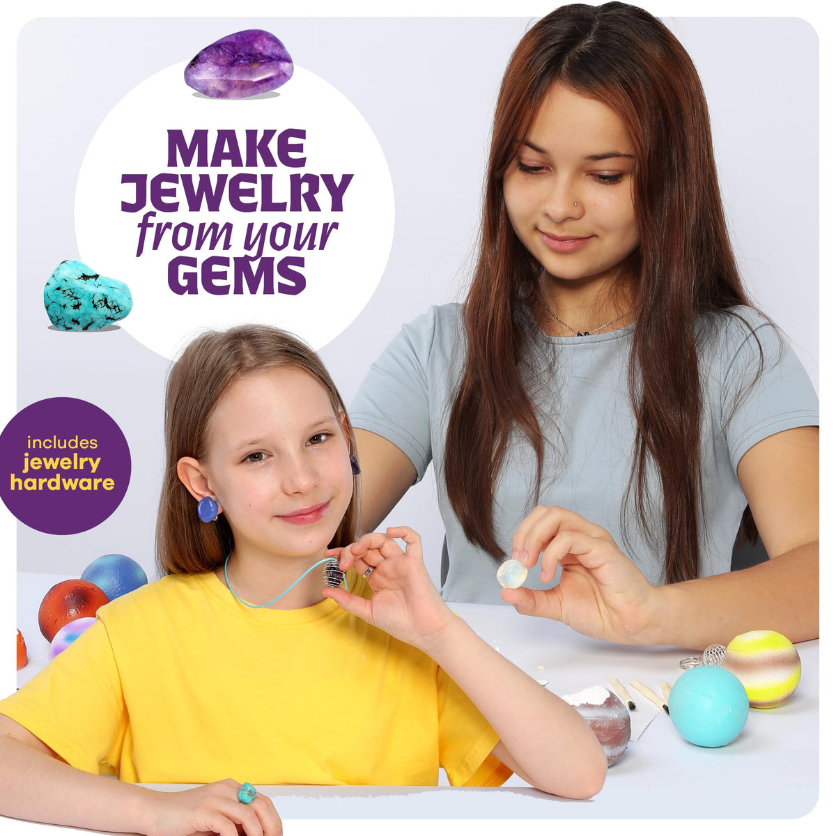 Dan&Darci Galaxy Gem Dig Kit for Kids – STEM Planet Gem Discovery & Jewelry Craft