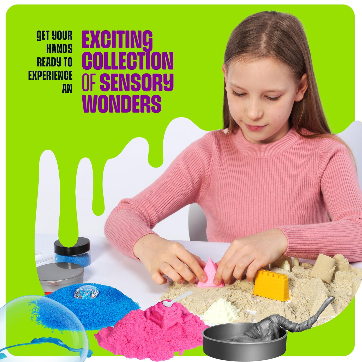 Dan&Darci Slime, Putty & Sand Sensory Science Kit for Kids 8–12