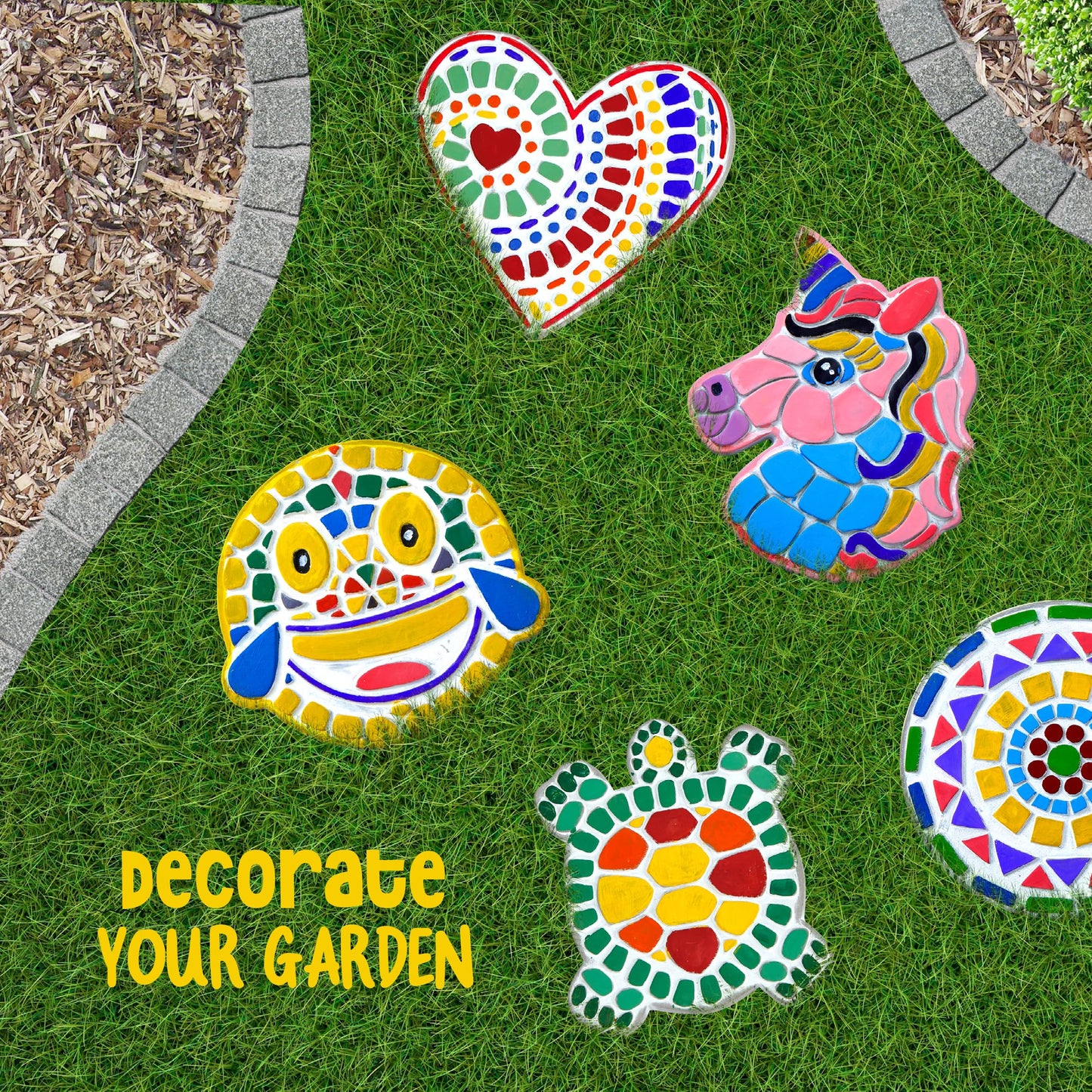 Dan&Darci Stepping Stones Painting Kit for Kids - Unicorn Garden Stones